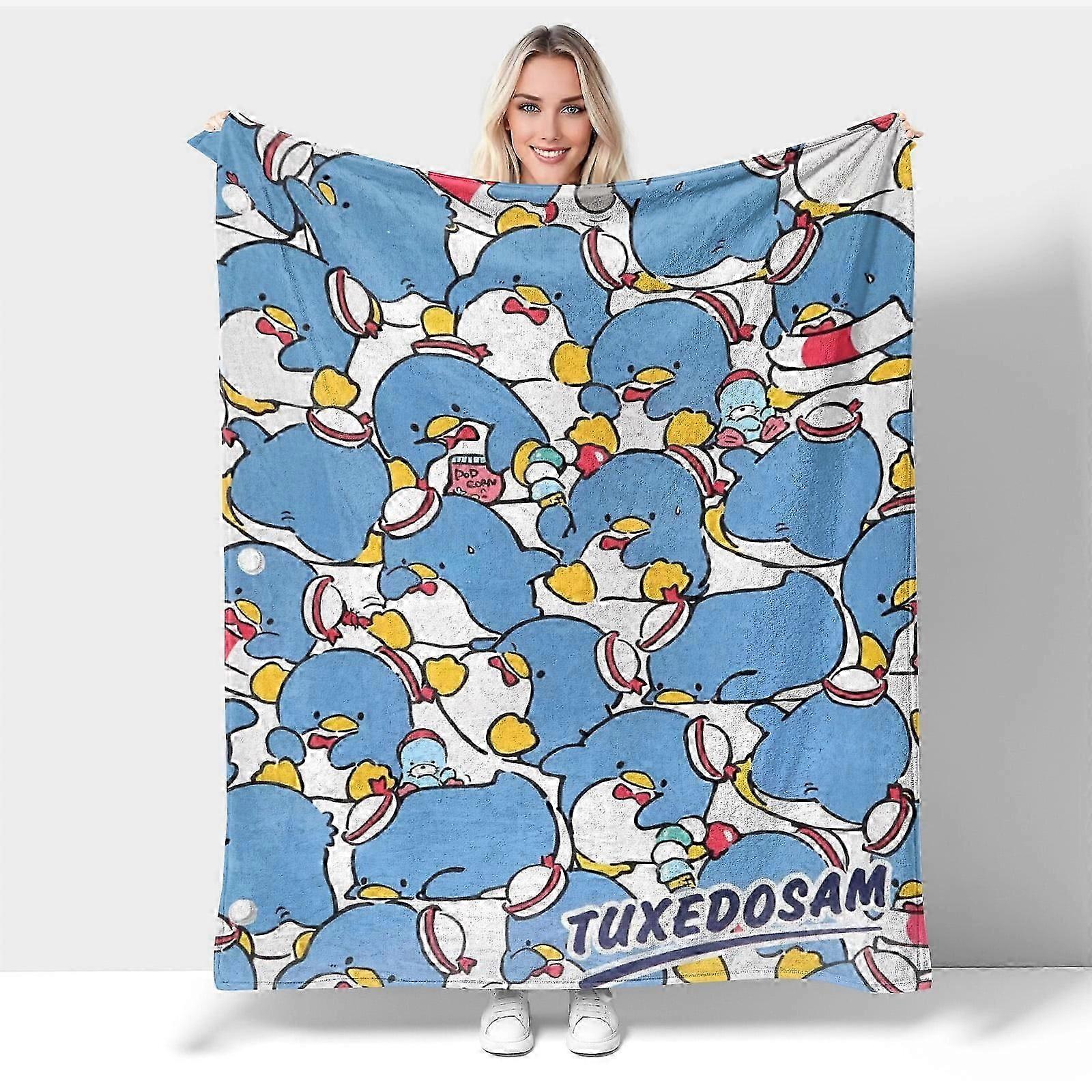 Blanket Tuxedosam Printed thickened double-sided velvet blanket, comfortable and soft for sofa, thick winter blanket for bedroomgugeu715