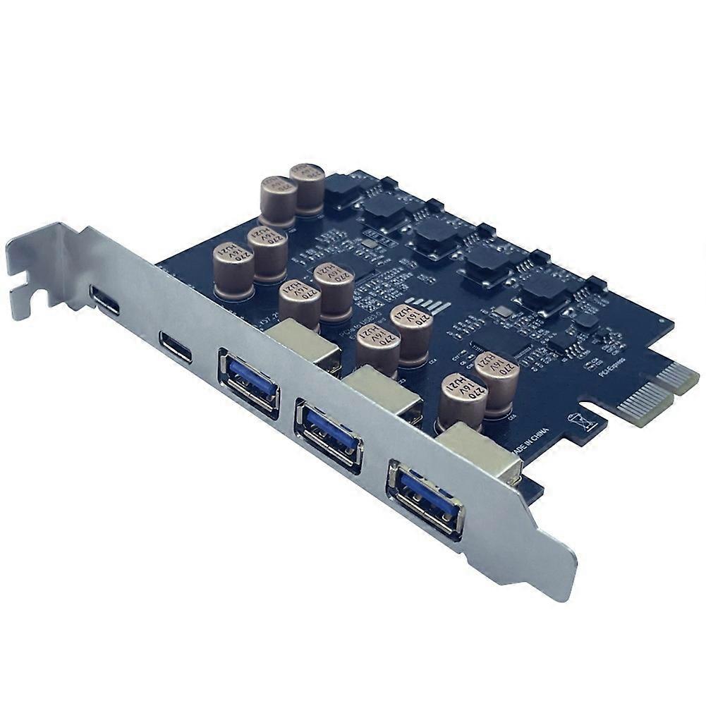 Type C USB 3.2 Gen1 5Gbps PCIE Card Hub PCI-E X1 to 2 Port TYPE-C + 3 Port USB-A Expansion Card USBController Riser Card