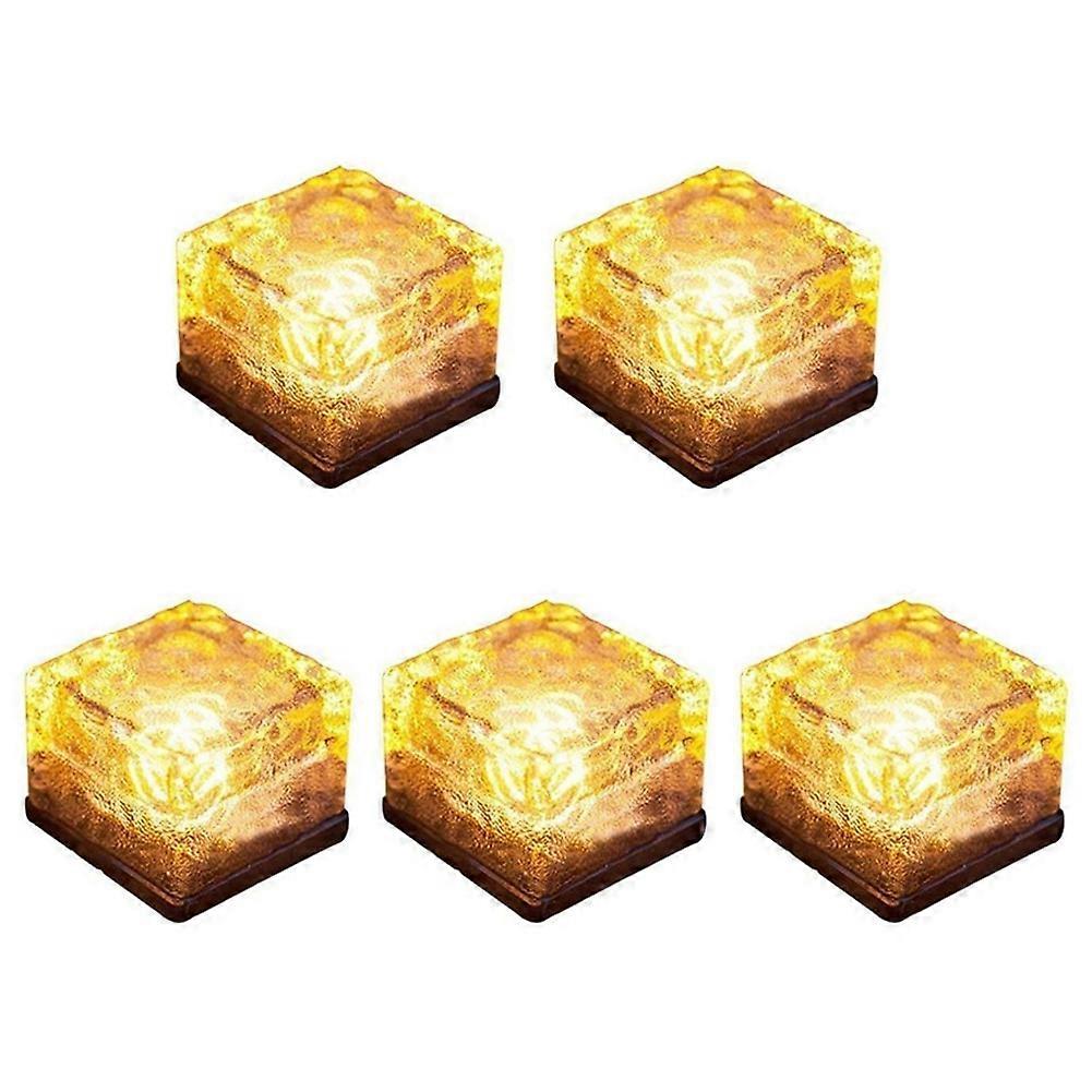 5 Pcs Solar Glass Brick Light Lights LED Landscape Light