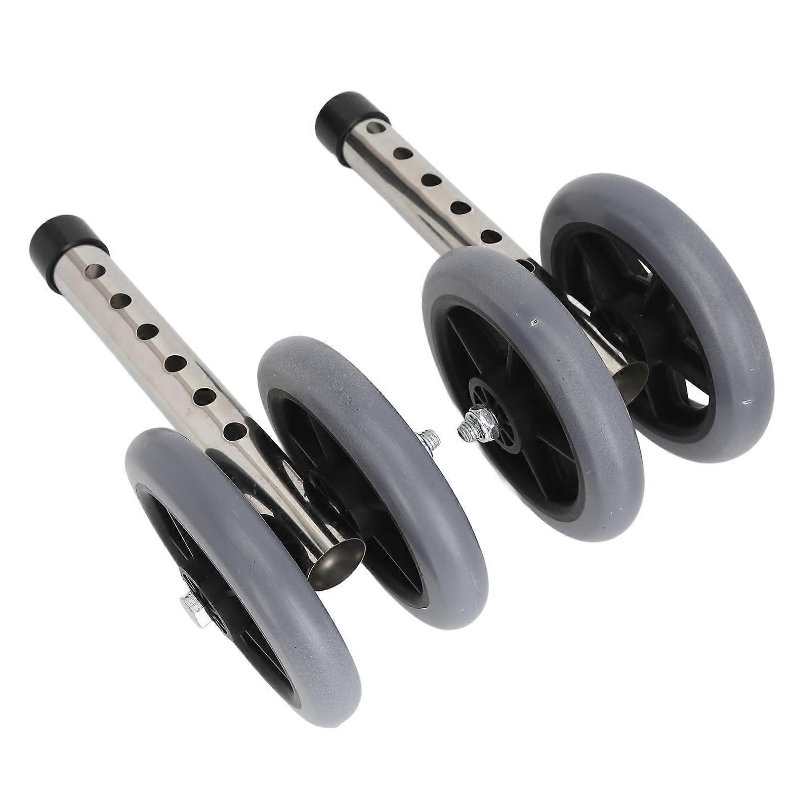 2 Pcs Walker Replacement Wheel 6 Gear Height Adjustable Smoothly Rolling Rollator Wheel Legs 