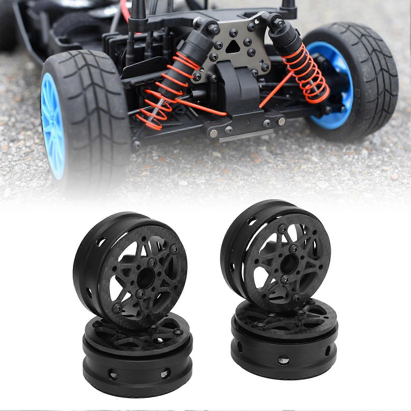 4PCS 1.9in Wheel Rims Carbon Fiber RC Beadlock Wheels Rims for Axial SCX10 1/10 RC Crawler for Gen8 for Gelande II for Finder 2 Hexagonal Star Style 