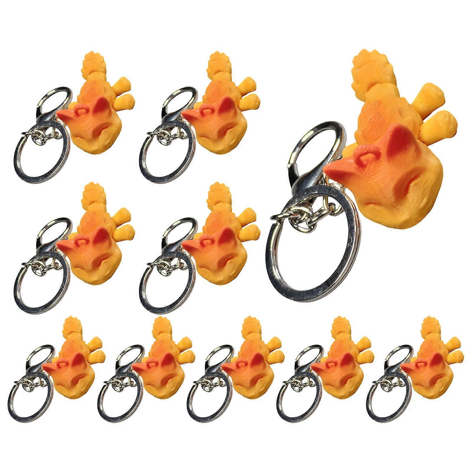 10Pcs Flexible Multi Joint Gradient Cat Keychain Cute Poseable 3D Printed Keyring Pendant for Pet Lovers  Yellow