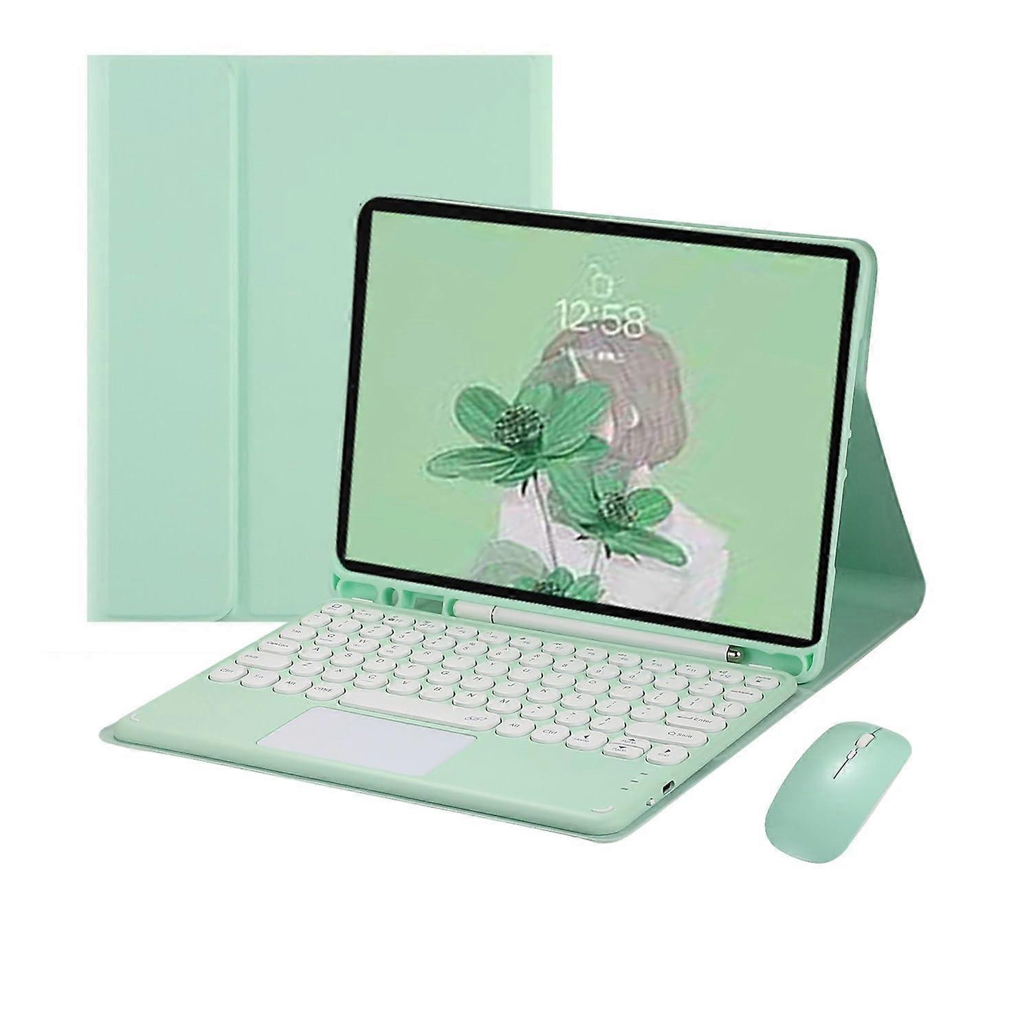 Detachable Keyboard With Round Keys For 10.9Inch Mint Green Flip Leather Case With Keyboard And Mouse