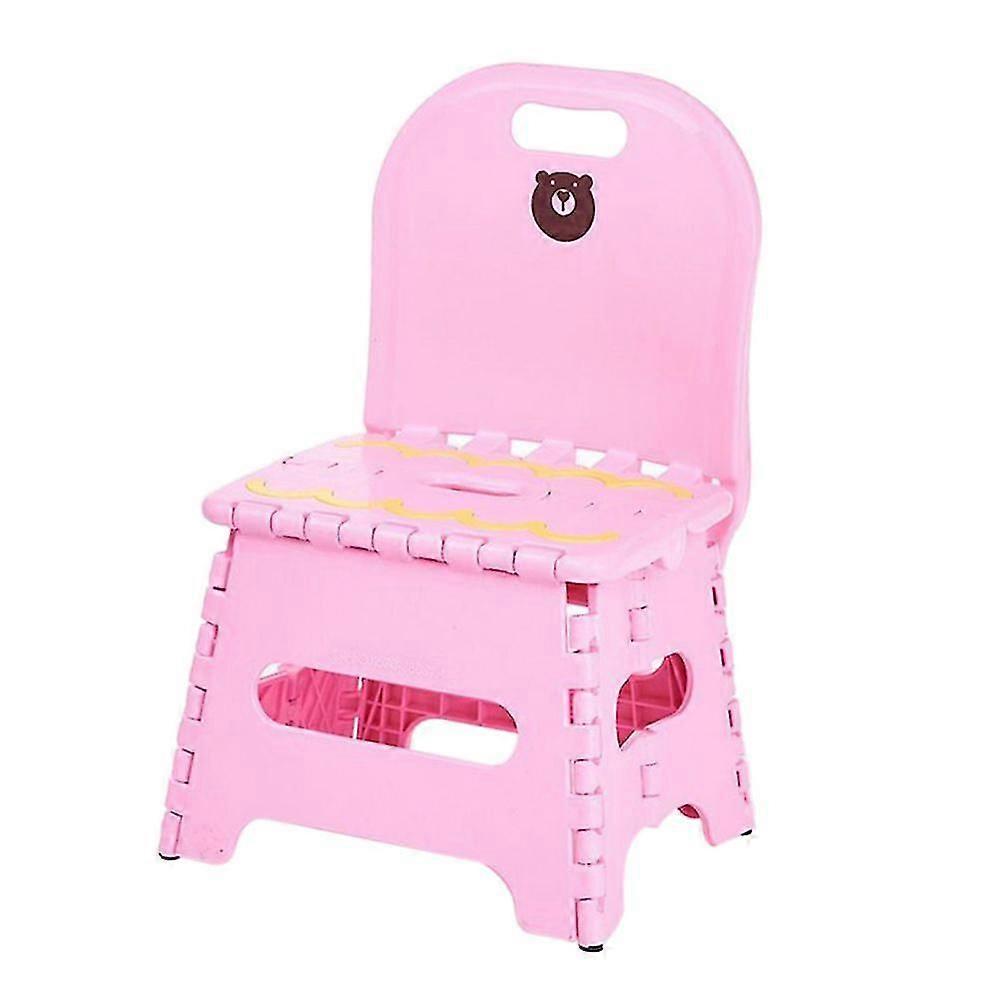 Plastic Folding Chair For Children Folding Stool With Backrest Pink-l