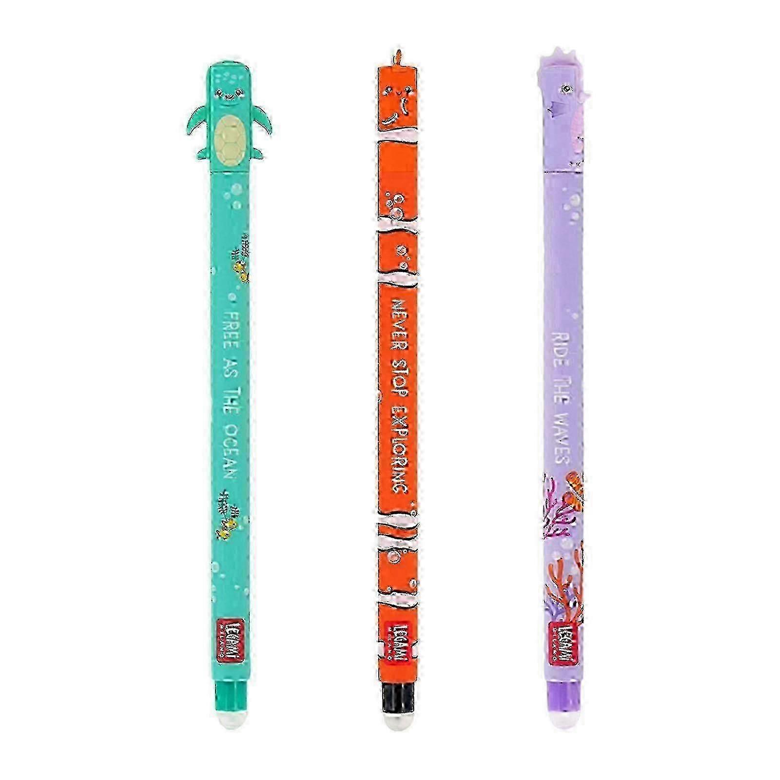 Pakkaus 3 pyyhittävää geelikynää, joissa on 0,35 mm:n hieno kärki, ihanteellinen opiskelijoille ja aikuisille Nopeasti kuivuva geelimuste kirjoittamiseen ja päiväkirjan kirjoittamiseen