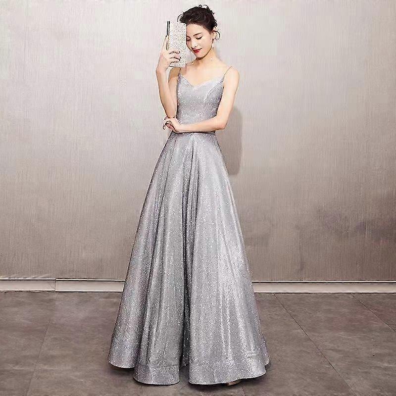 Evening Dress  Women's Halter Bling Party Wedding Banquet Long Dress  Elegant Prom Formal Gown