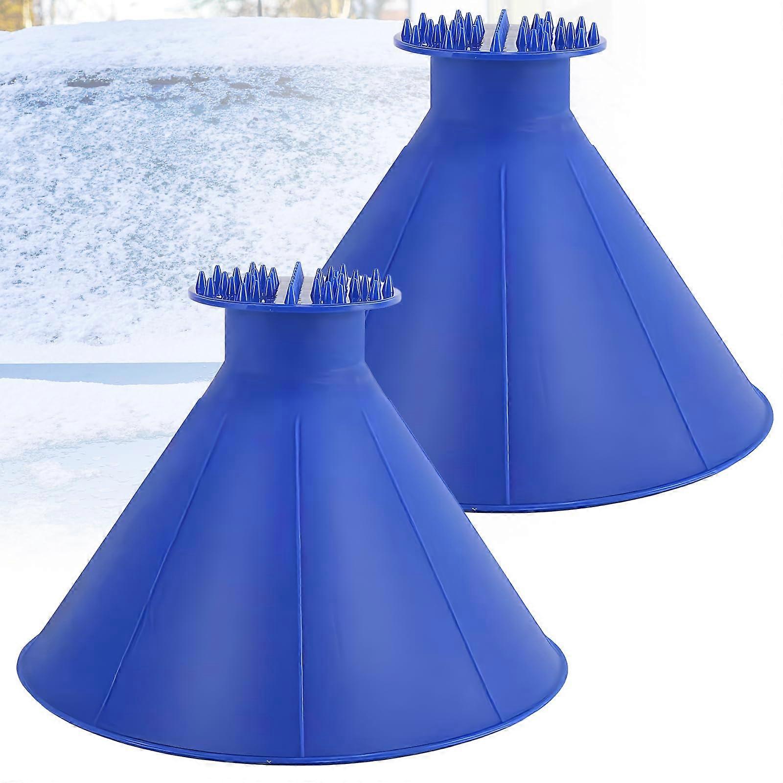 Car Ice Scraper  2Piece Set With Funnel, Round Head For 360Degree Snow Removal, Fits Cars And SUVs Windscreens