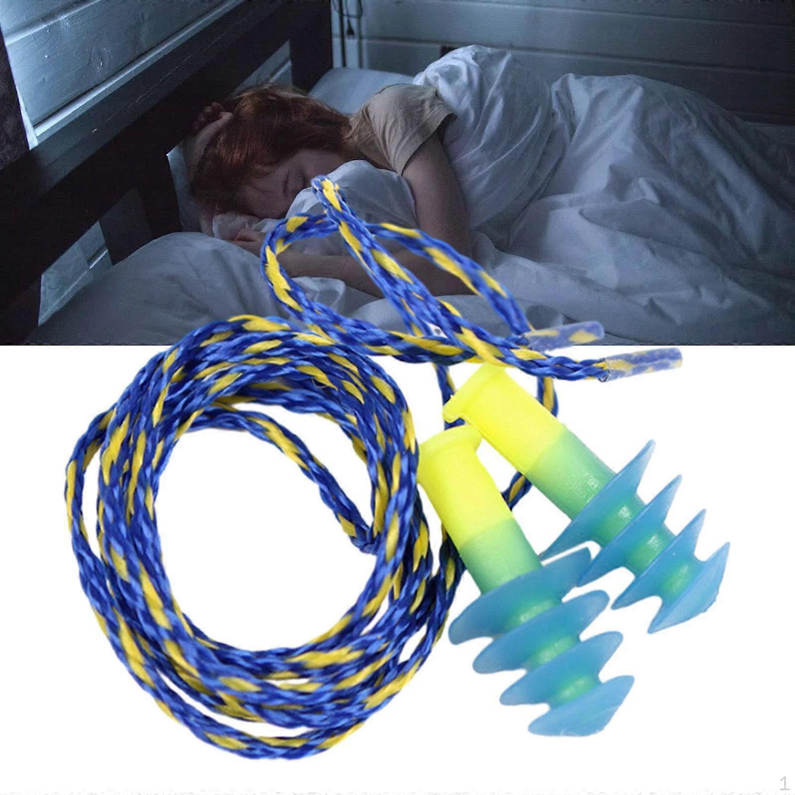 Silicone Earplugs Soft Waterproof with String Cord Comfortable Noise Reduction,Reusable for Sleeping