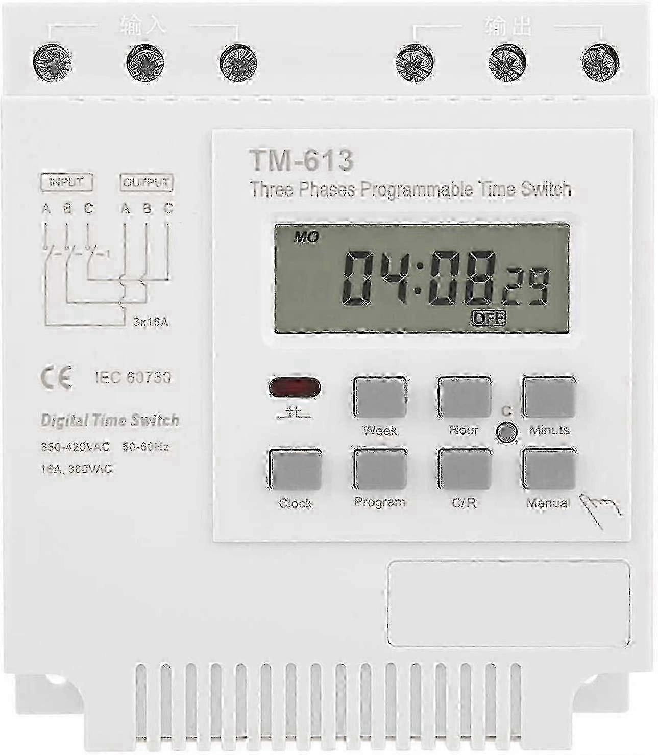 ​TM-613 3-Phase Programmable Timer Switch for 380V Systems - Weekly Digital Power Controller (50/60Hz)​​