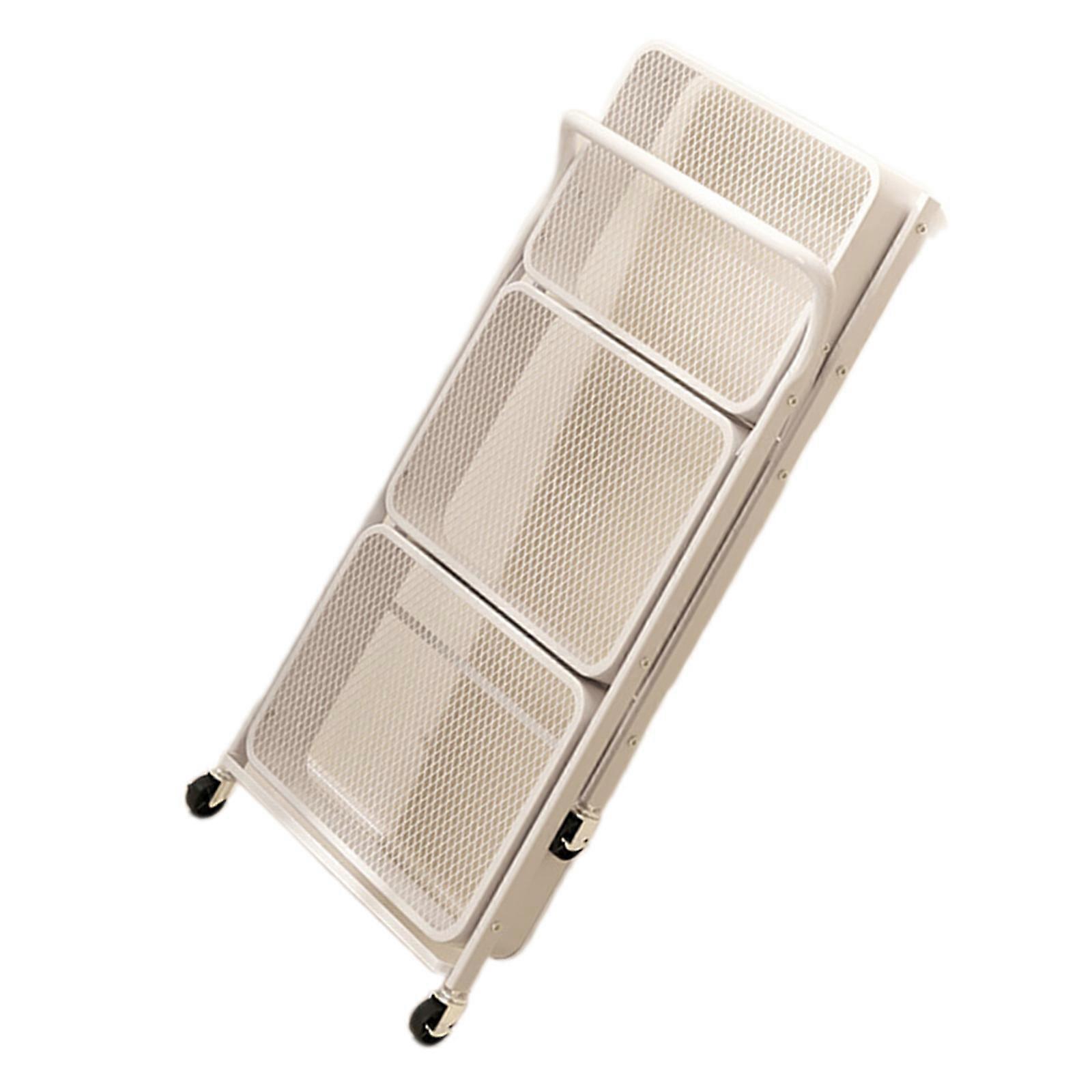 Effective Folding Cart With Handle Multipurpose Foldable Push Cart with Armrest Stable Carbon Steel Storage Rack  White