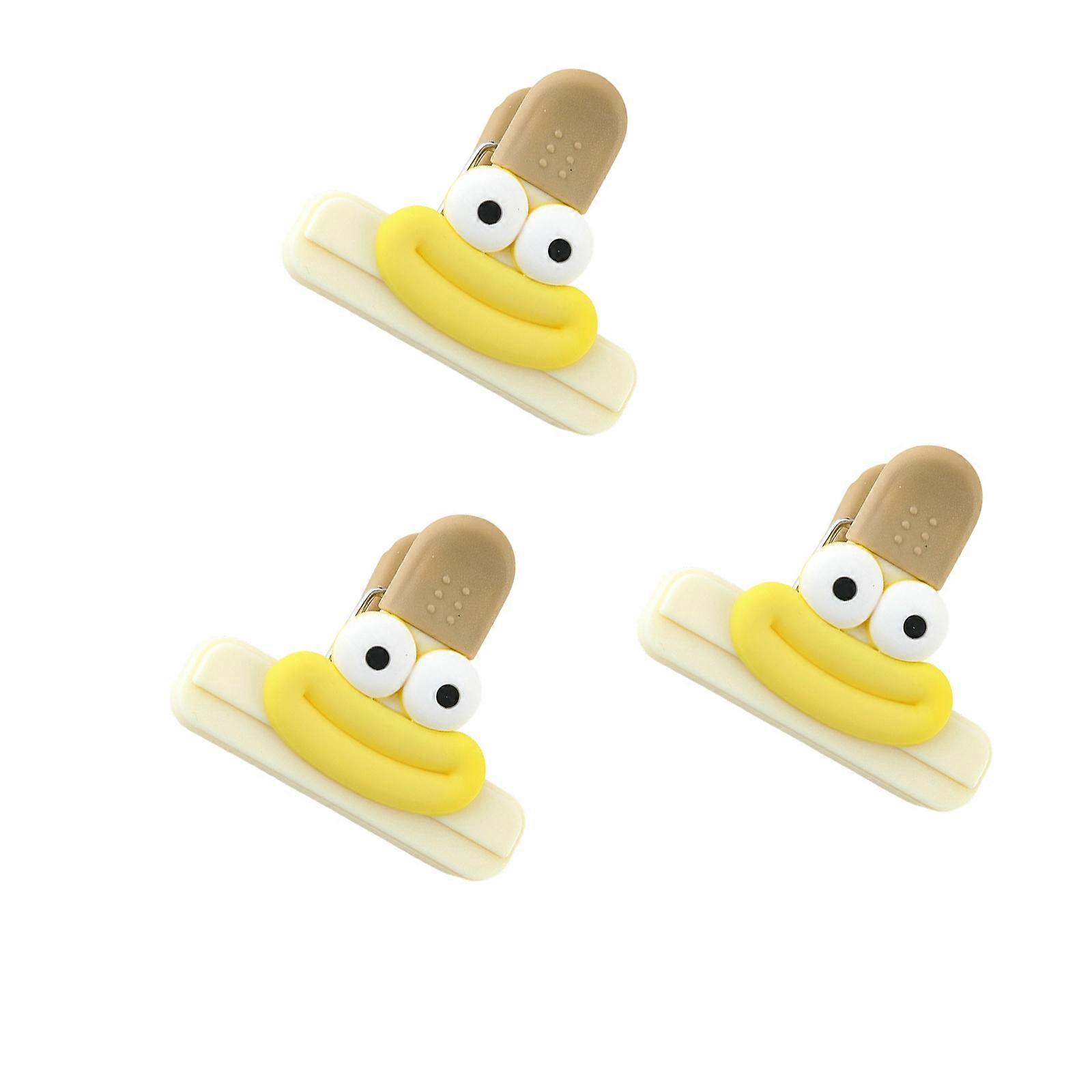 Set of 3 Small Bag Clips with Silicone Handle Multipurpose Clip for Sealing Chip and Snacks Packs Food Storage Tool  Yellow S