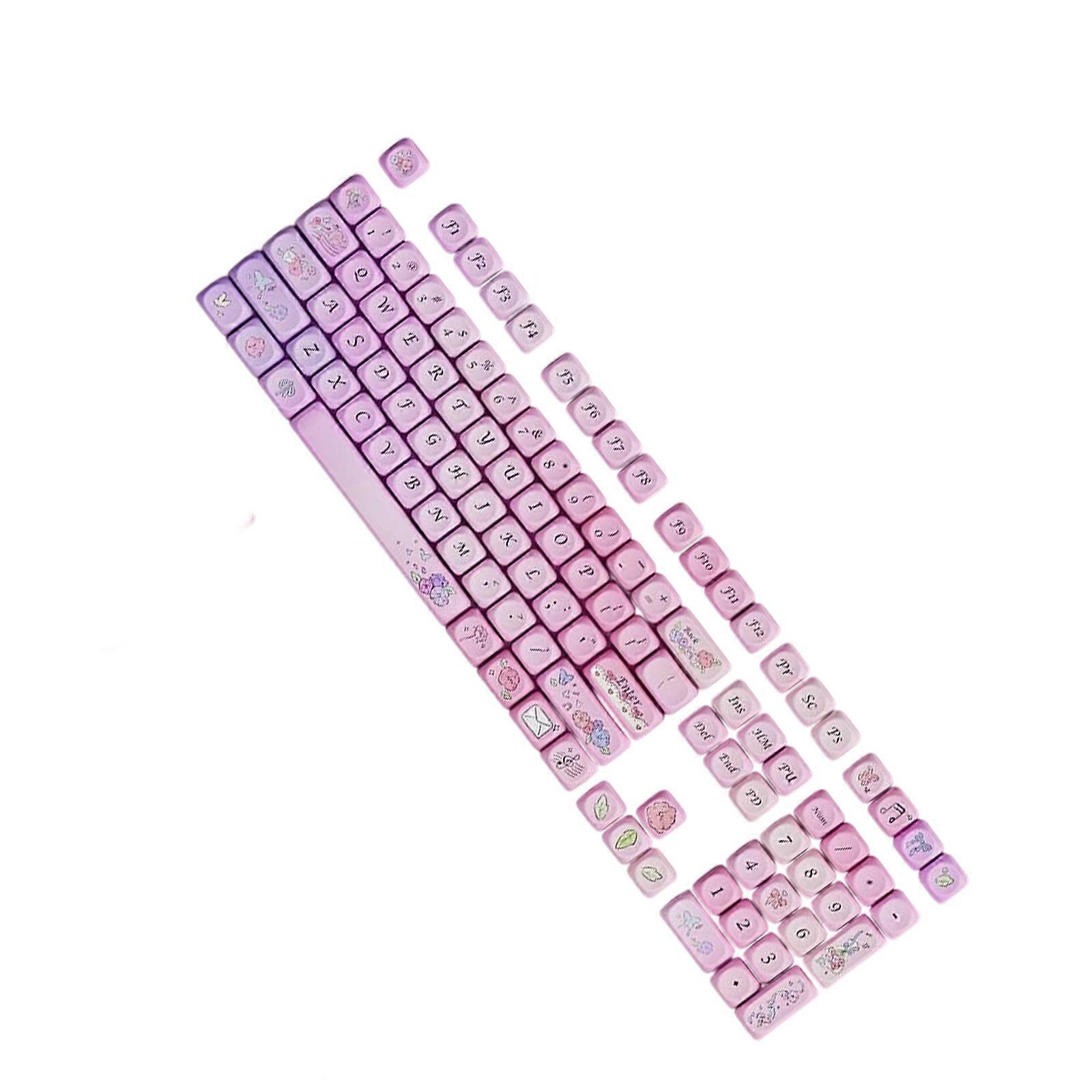 OQO height Keycaps Pink Flower Keyboards Keycap with Wear Resistant Coating and Universal Compatibility Multicolor