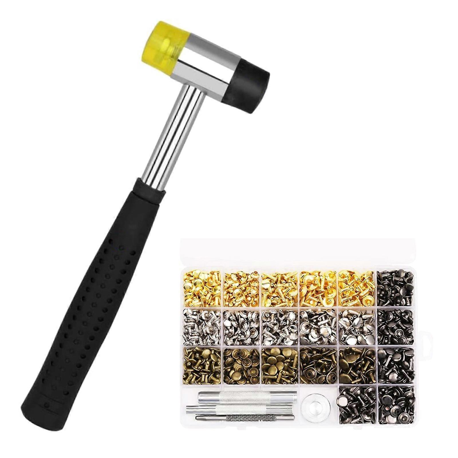 480x/Set Rivetti in pelle Rivetti a doppia testa con strumento di fissaggio Rivetti a doppia testa per decorazioni di riparazione di artigianato in pelle Multicolore