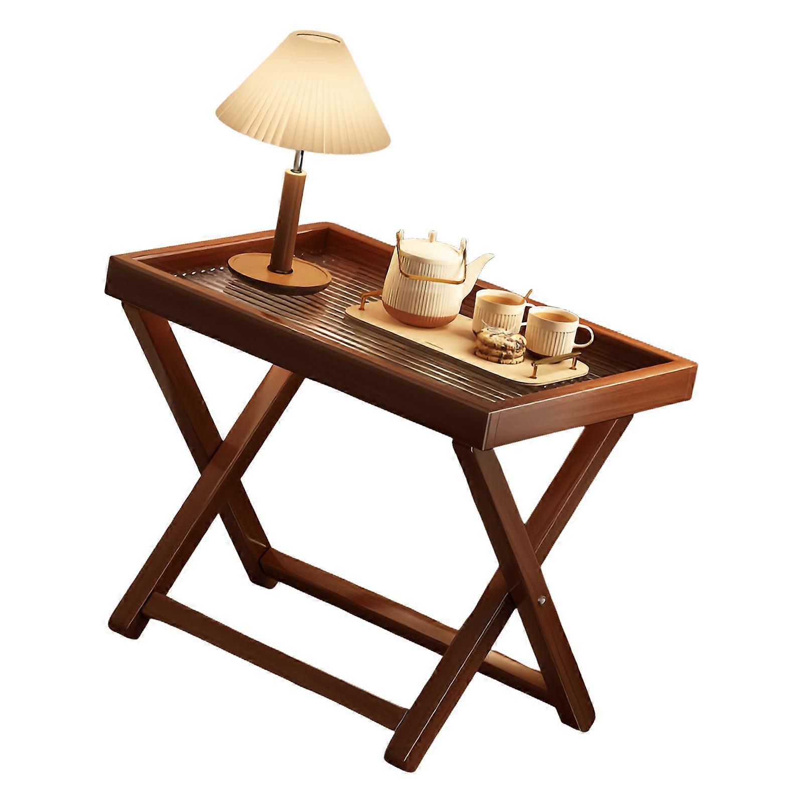 Folding Table Bamboo Frame Clear Acrylic Desktop Portable Solution For Camping Beach Picnic Parties Multicolor