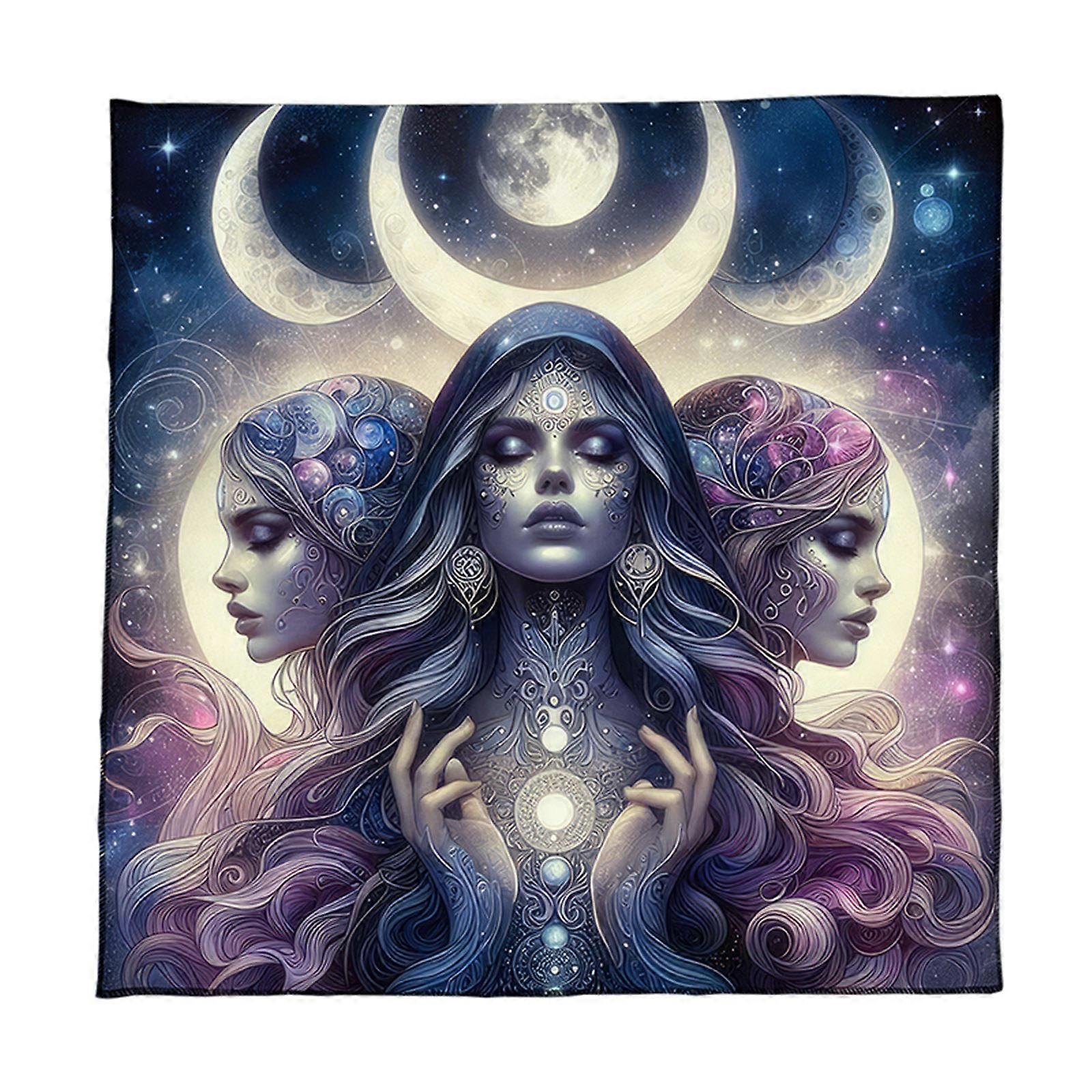 Premiums Velvets Tarots Tablecloth For Divination With Mystical Pattern Multiple Size Soft Portable Washable  75x75cm