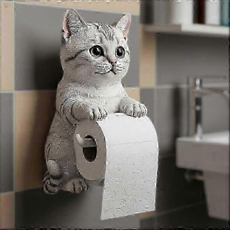 حامل ورق على شكل قطة، حامل مناشف ورقية على شكل قطط ثلاثية الأبعاد مضحكة، حامل ورق تواليت مزخرف لطيف مثبت على الحائط، تخزين ورق التواليت على الحائط للحمام والمطبخ