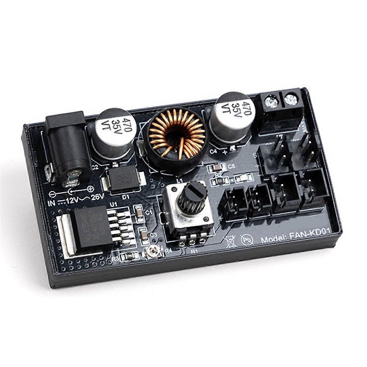 DC 12-26V Voltage Regulator Speed Controller High Power Hub 2/3/4P Fan Cooling Speed Control DIY Tem