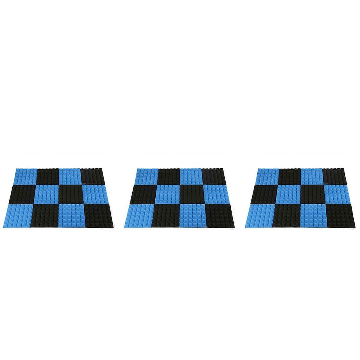36X Charcoal Acoustic Foam Tiles Soundproofing Foam Panels Studio Sound Padding 2 x 10 x 10 Inch(Black+Blue)