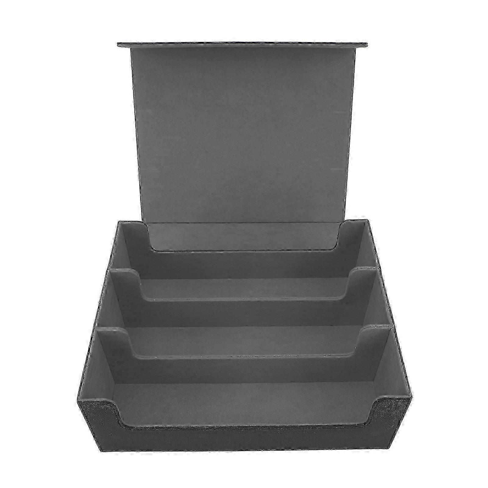 m Card Deck Box 3 Rows Large Capacity Magnetic Closure PU Leather Card Deck Storage Case for Game Cards Tarot Cards Black Shell with Gre