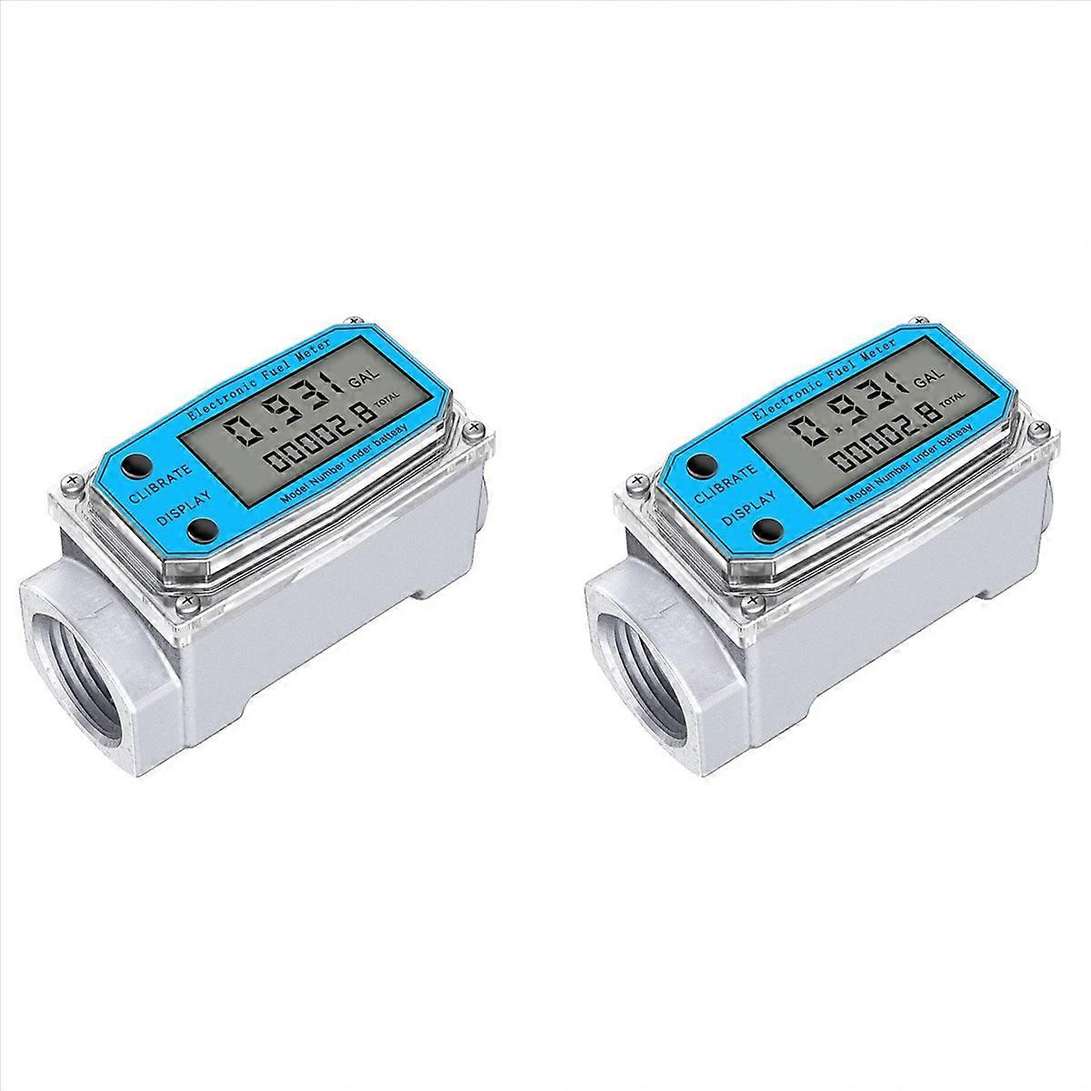 2X Digital Turbine Water Flow Meter Digital LCD Display with NPT Counter and FNPT Thread Gas Oil Fue