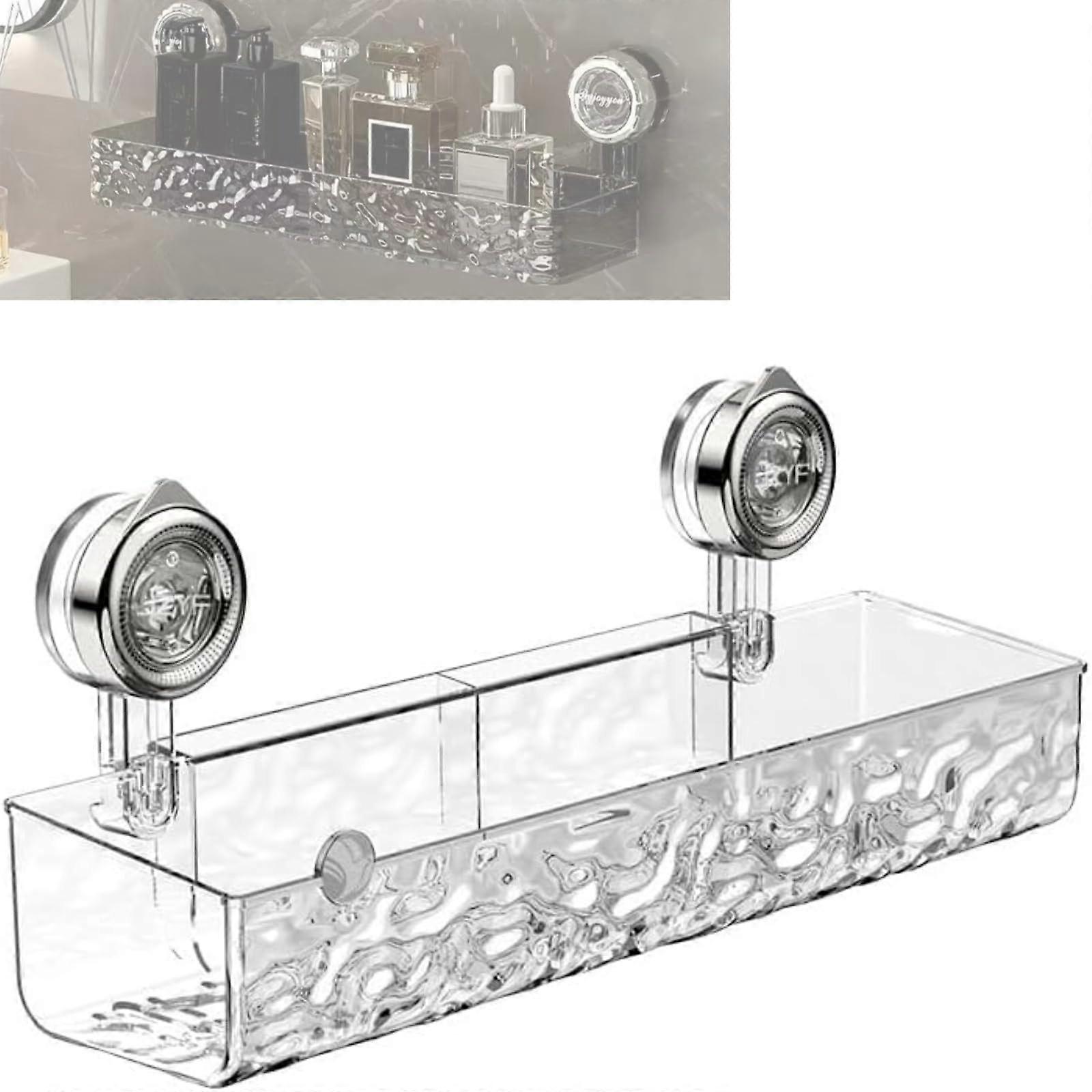 Suction Cup Shower Caddy Clear Bathroom Storage Organizer for Wall Mounted Use (Transparent)