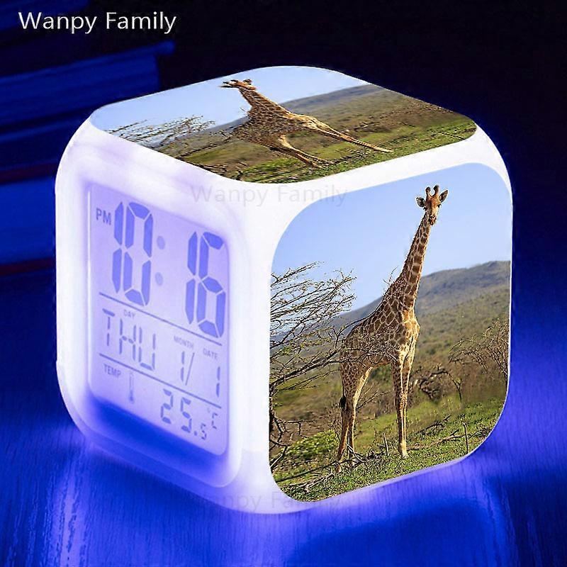 Giraffe 7 Color Glowing LED Digital  Alarm Clock Children's Gift Multifunctional Touch Sensor Luminous Electronic Watches Reloj