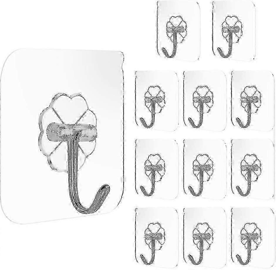 2025 12 Pcs Transparent Sticky Hooks Self-adhesive Nail Free Hooks Reusable Clear