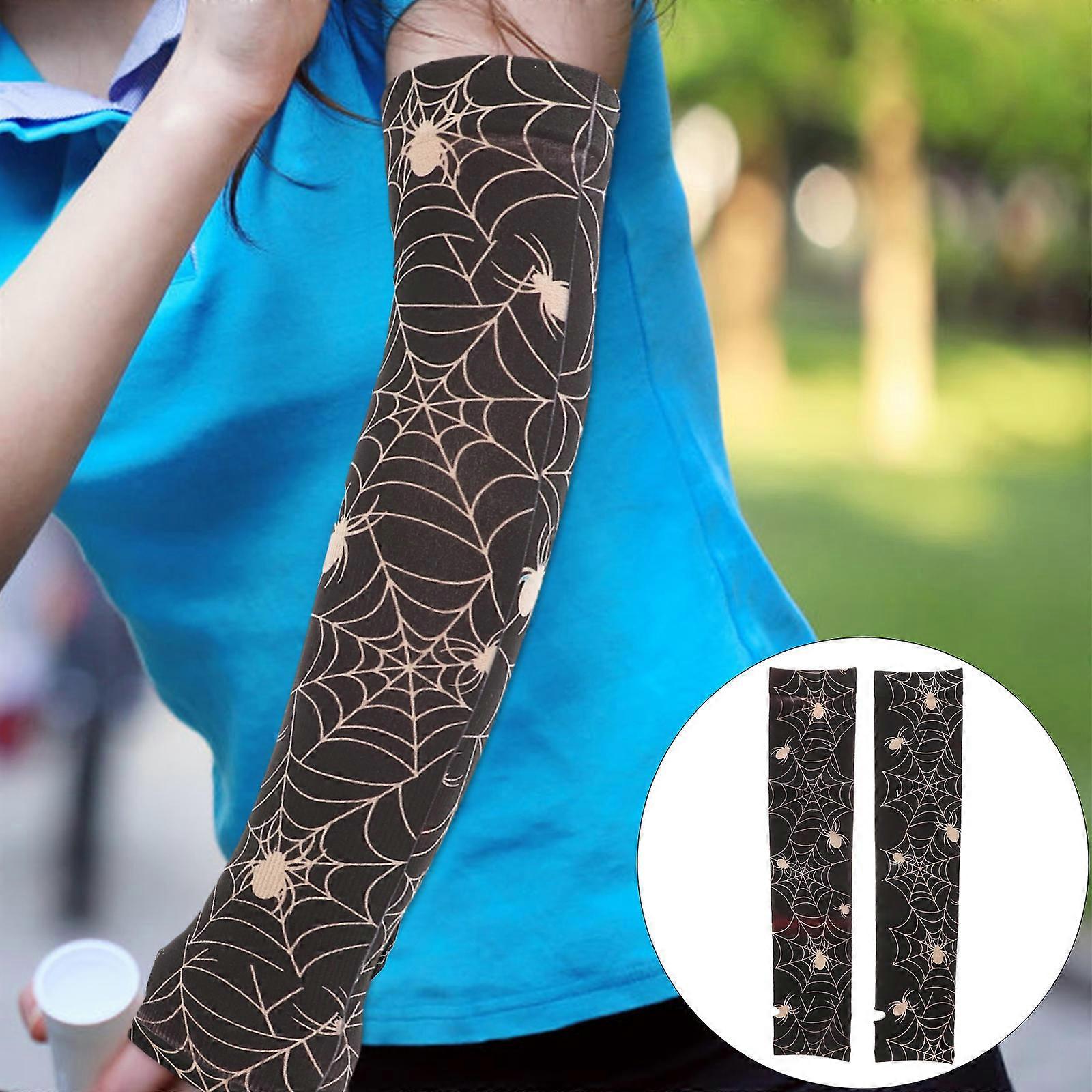 Arm Gloves Pair of Spider Web Fingerless Long Gloves for Winter Use