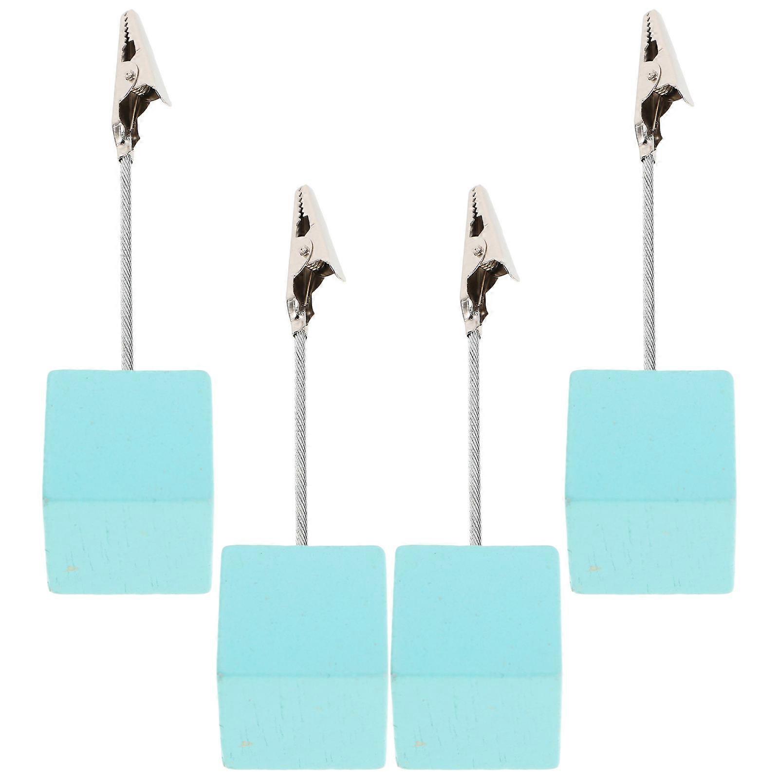 Sky-Blue Memo Holder Cube Base Clip Stand for Home Use 4Pcs Set