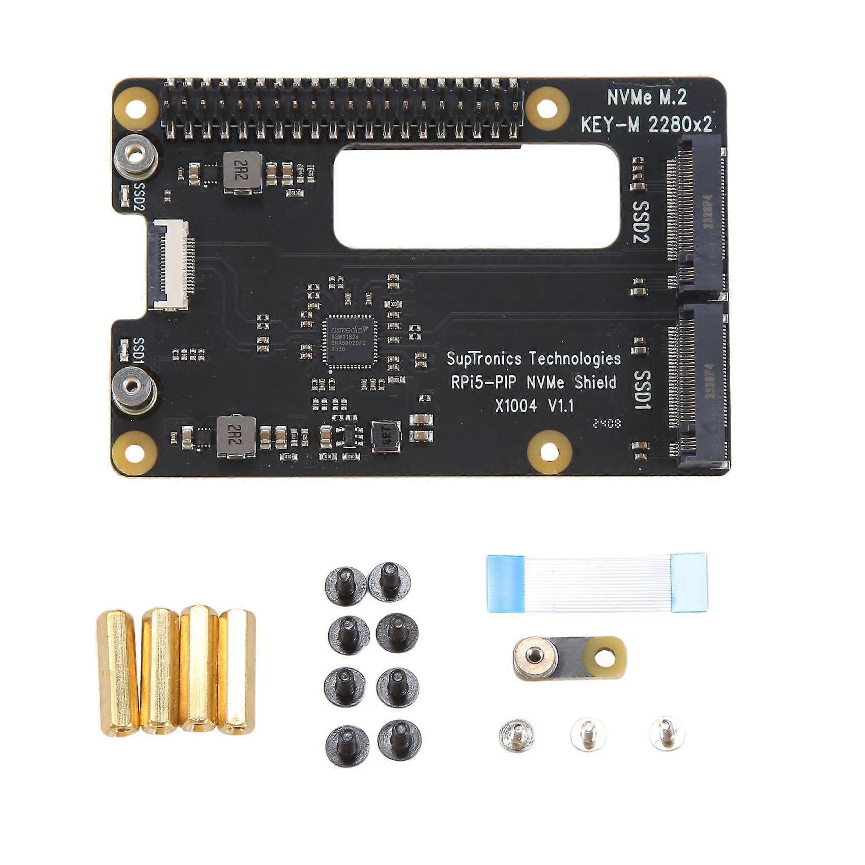 X1004 for Raspberry Pi 5 PCIE to M.2 NVME Dual SSD Expansion Board Double 2280 NOT Support BOOT From NVME SSD