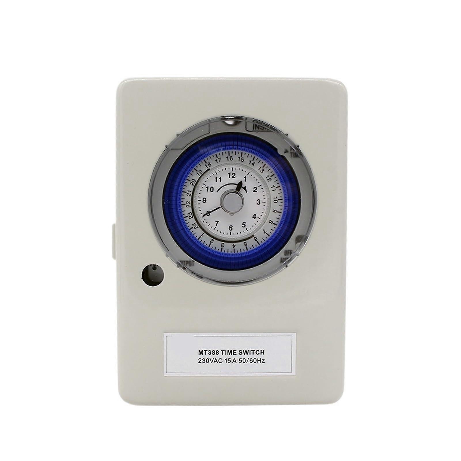 MT388 Outdoor Waterproof 15A Timer Switch, 100240V Din Rail Mount, Collision Proof Housing