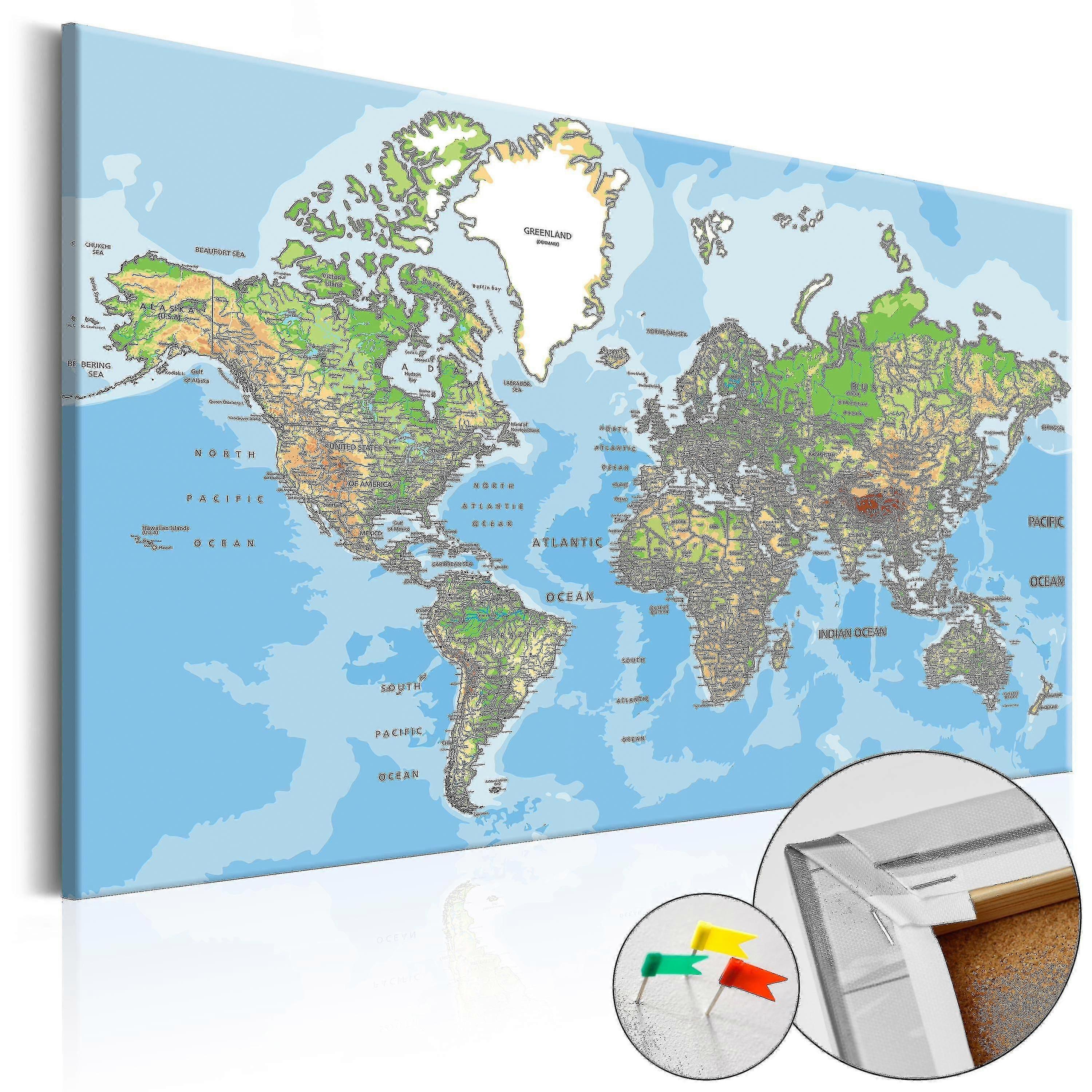Decorative Pinboard - World Geography [cork Map]