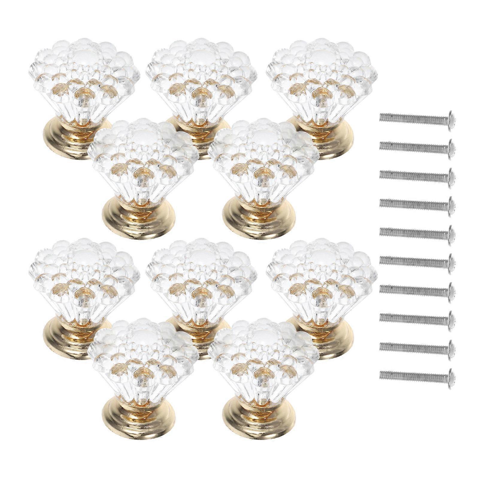 Crystal Acrylic Cabinet Knobs for 10Pcs Golden Drawer Pulls Home Use