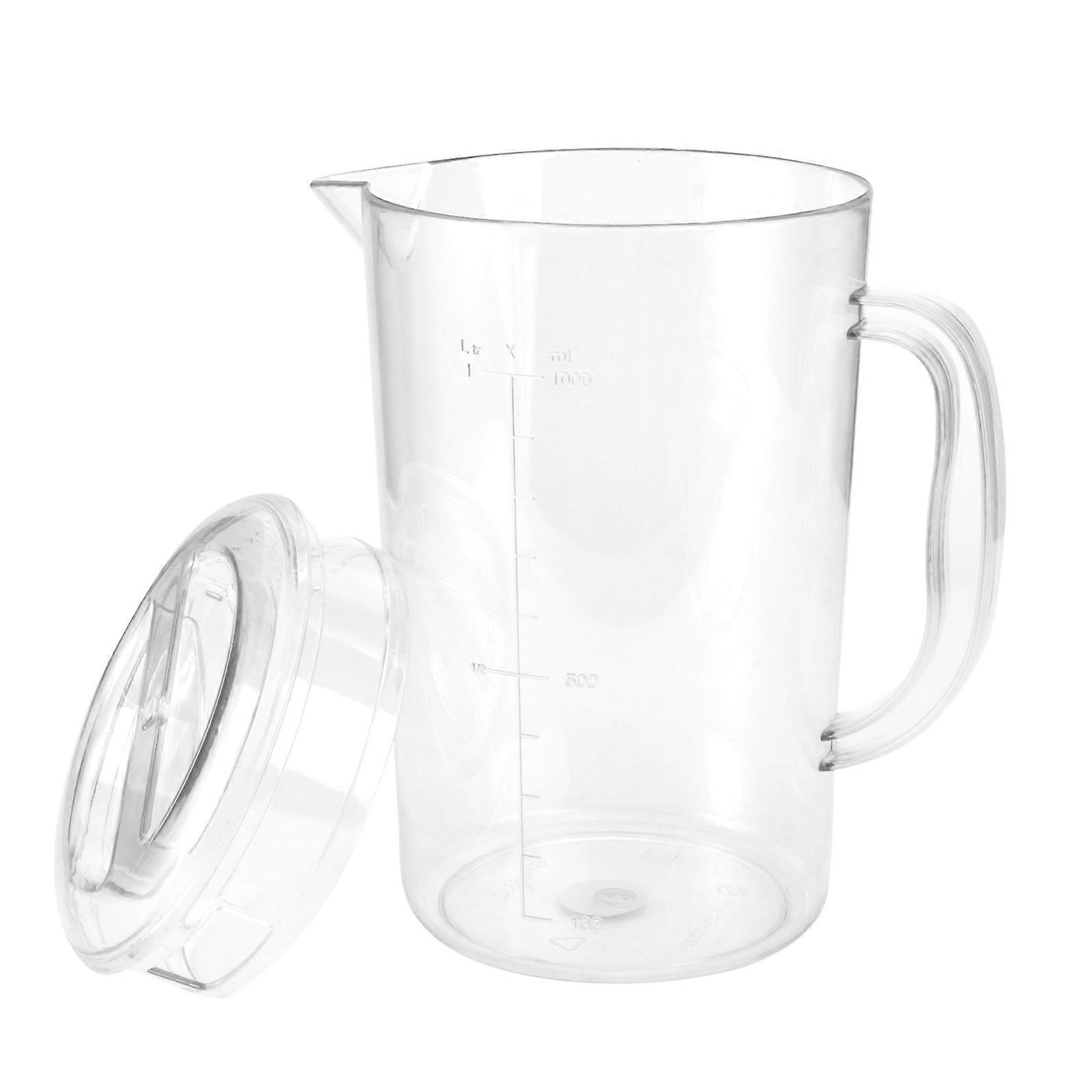 Transparent Beverage Storage Container with Lid for Serving 1L Measuring Pitcher