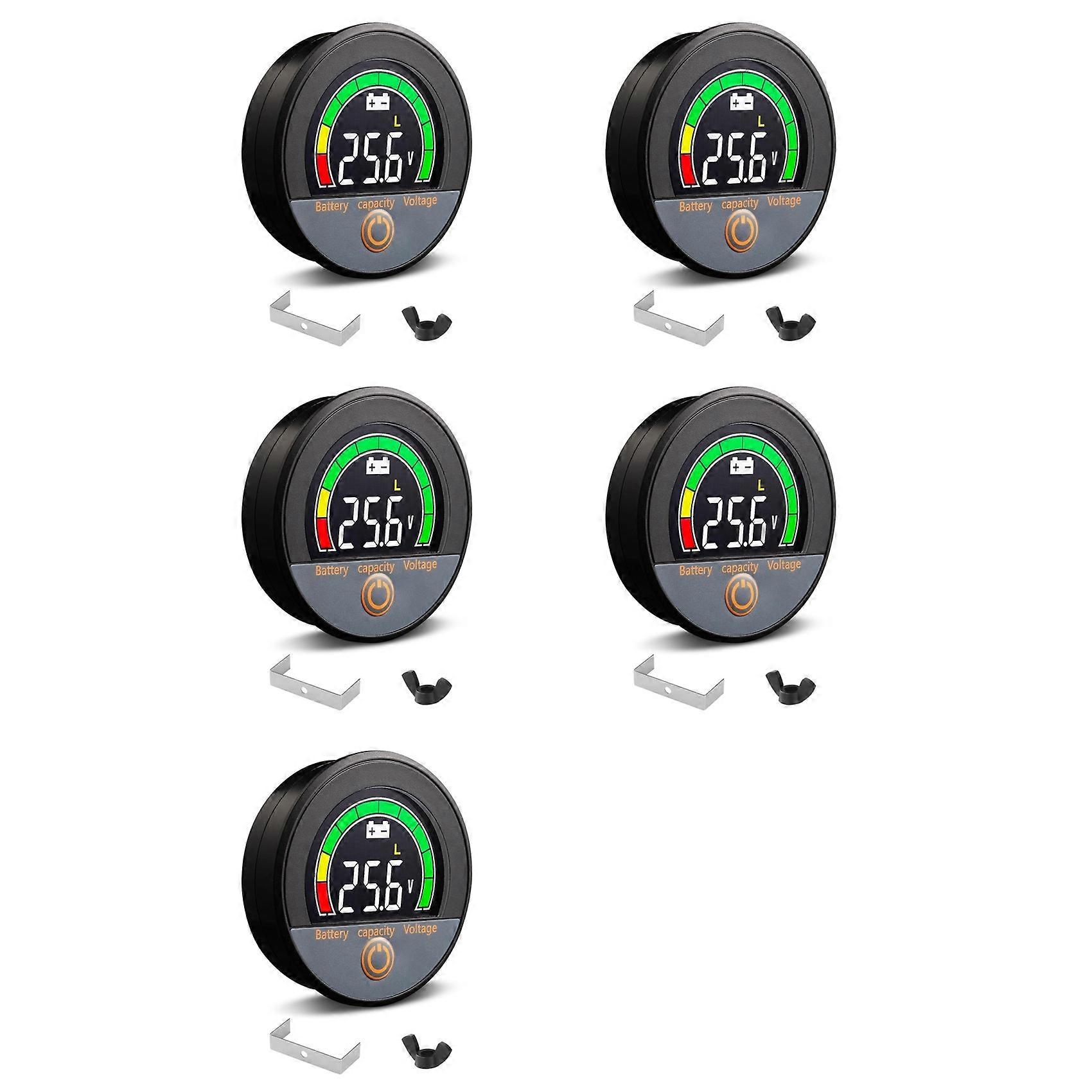 5X 12V 24V 48V 60V 84V Waterproof IP67 Battery Capacity Voltage Meter with Backlight LCD and Low-Voltage Alarm