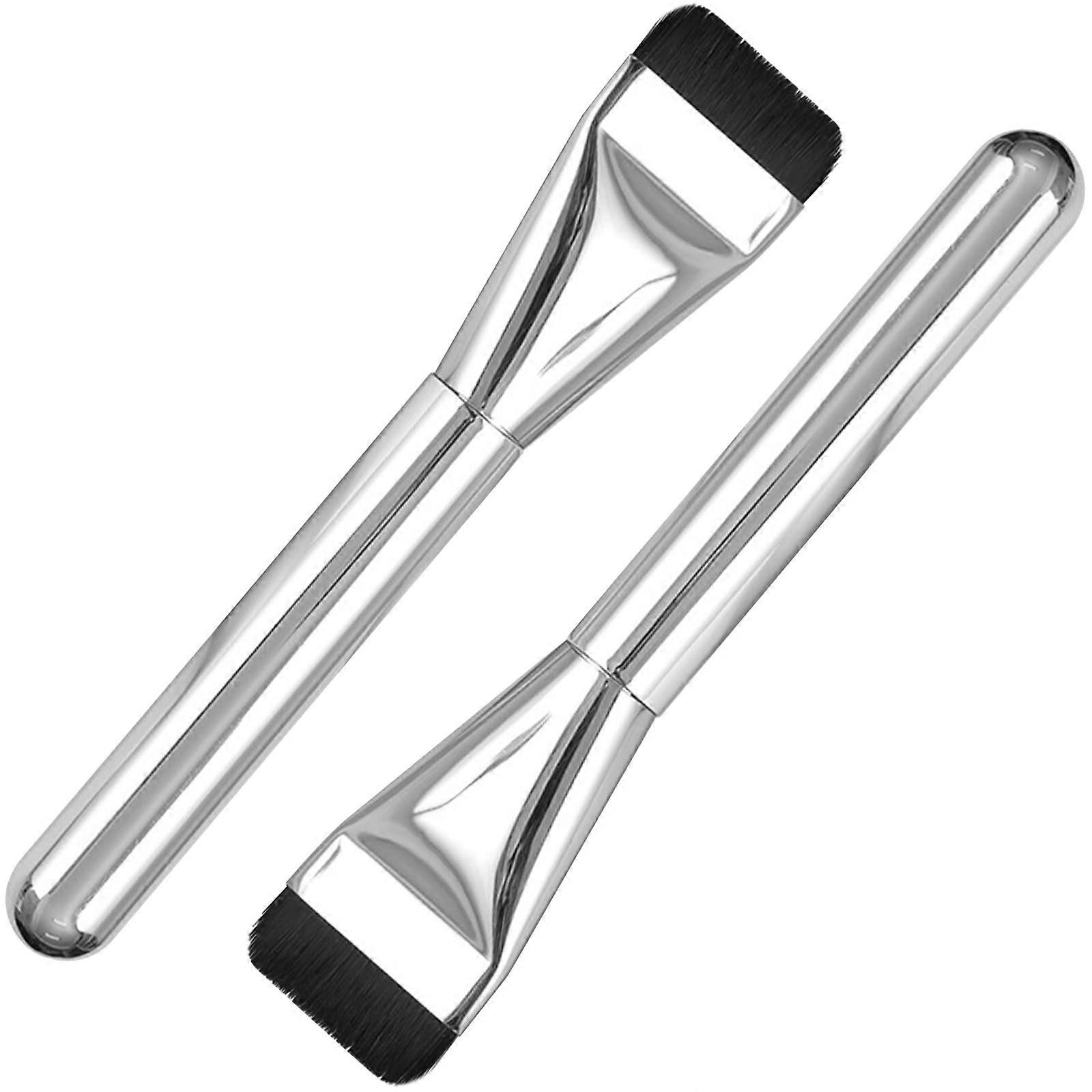 2 Pack Foundation Brush Set for Flawless Liquid Blending with Soft Dense Bristles and Ergonomic Handle