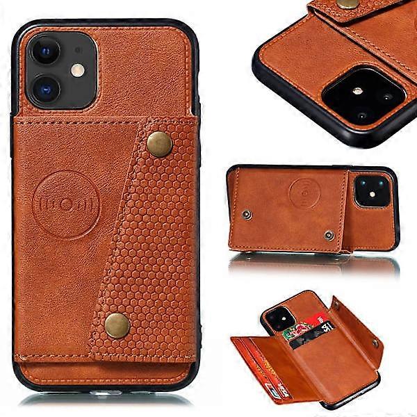 Compatible with iPhone 12 - Case with Card Holder Light Brown