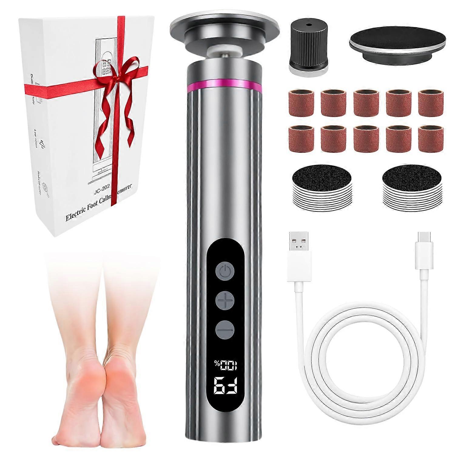 Electric Foot Callus Remover 2 in 1 Pedicure Tool, 9 Speed Rechargeable Foot File with Sandpaper Discs