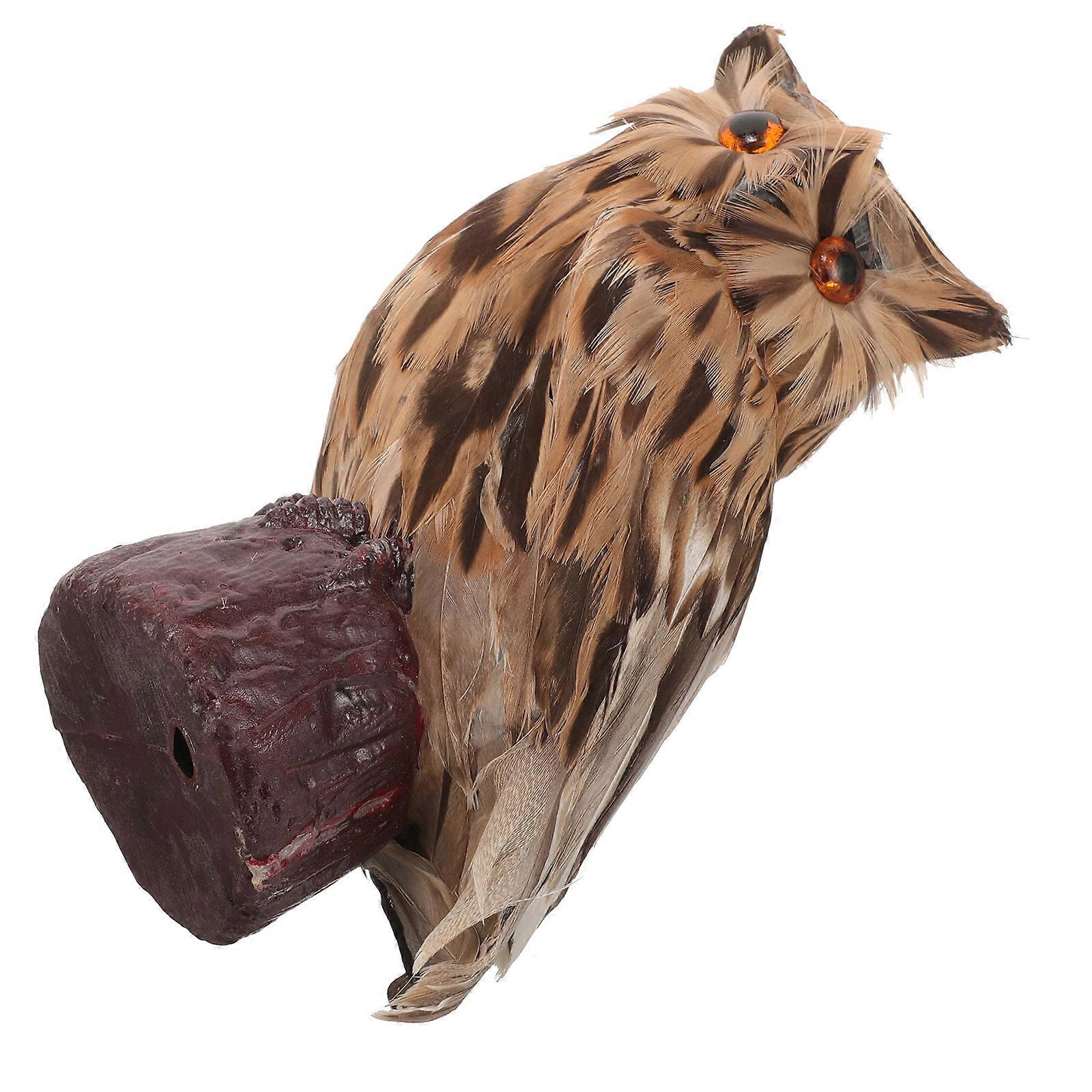 Simulation Owl Statue Feathered Owl Figurine for Decor Use