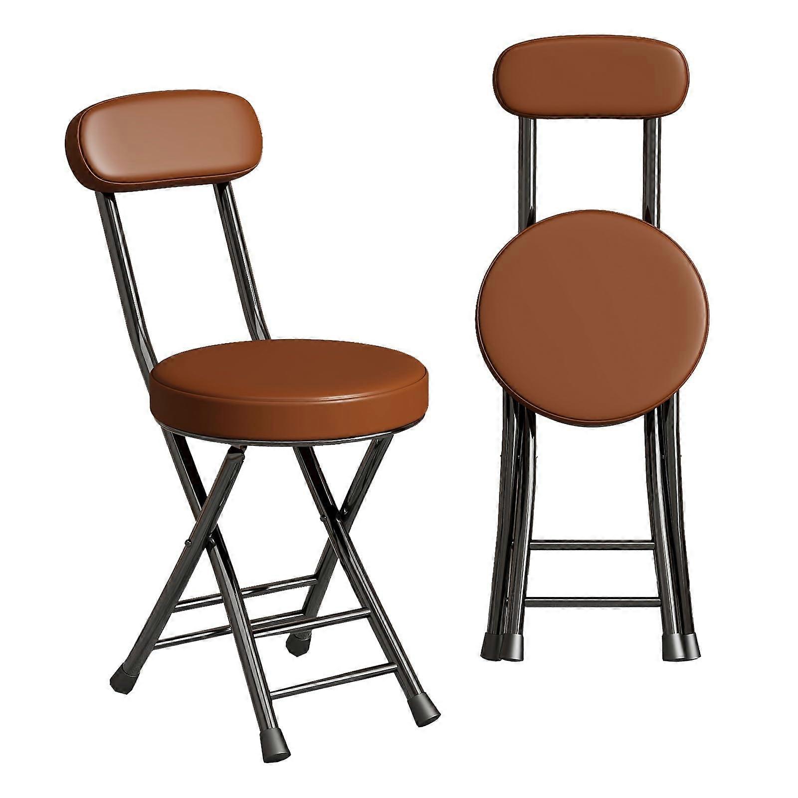 Folding Chairs Stackable with Ergonomic Design and AntiSlip Feet for Indoor Outdoor Events 76cm Brown