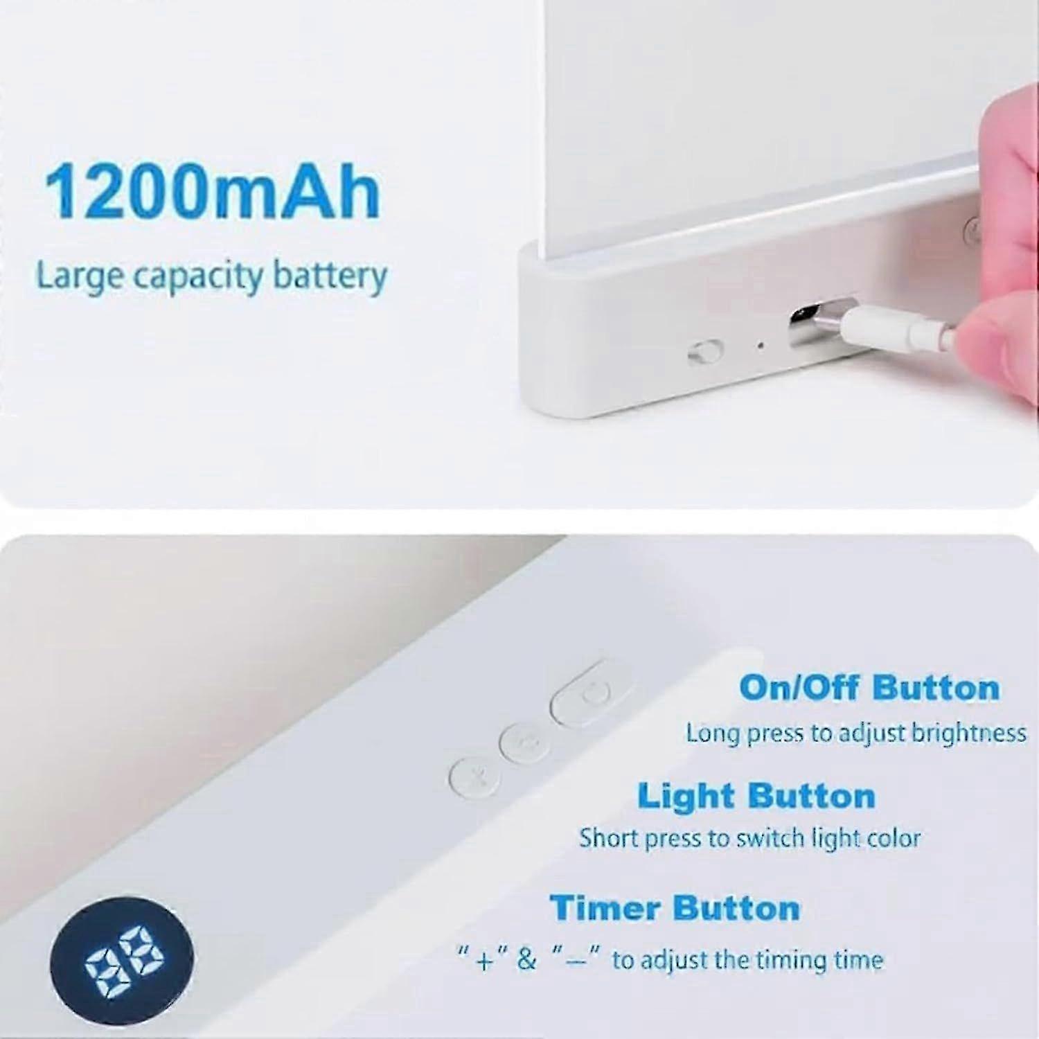 Smart LED Book Light, Rechargeable LED Clear Full Page Reading Light with 3 Colors & Timer, Dimmable Clear Flat Reading Light, Reading Lamp 