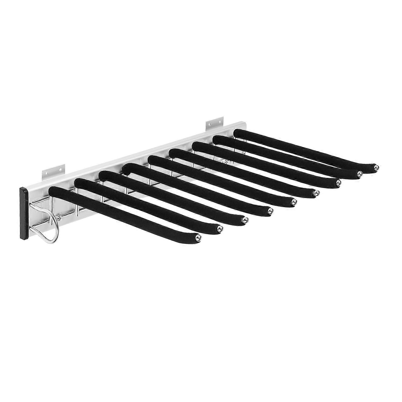 Pull Out Pants Rack 9 Rod Wardrobe Trousers Organizer with AntiSlip Surface for Closet Storage