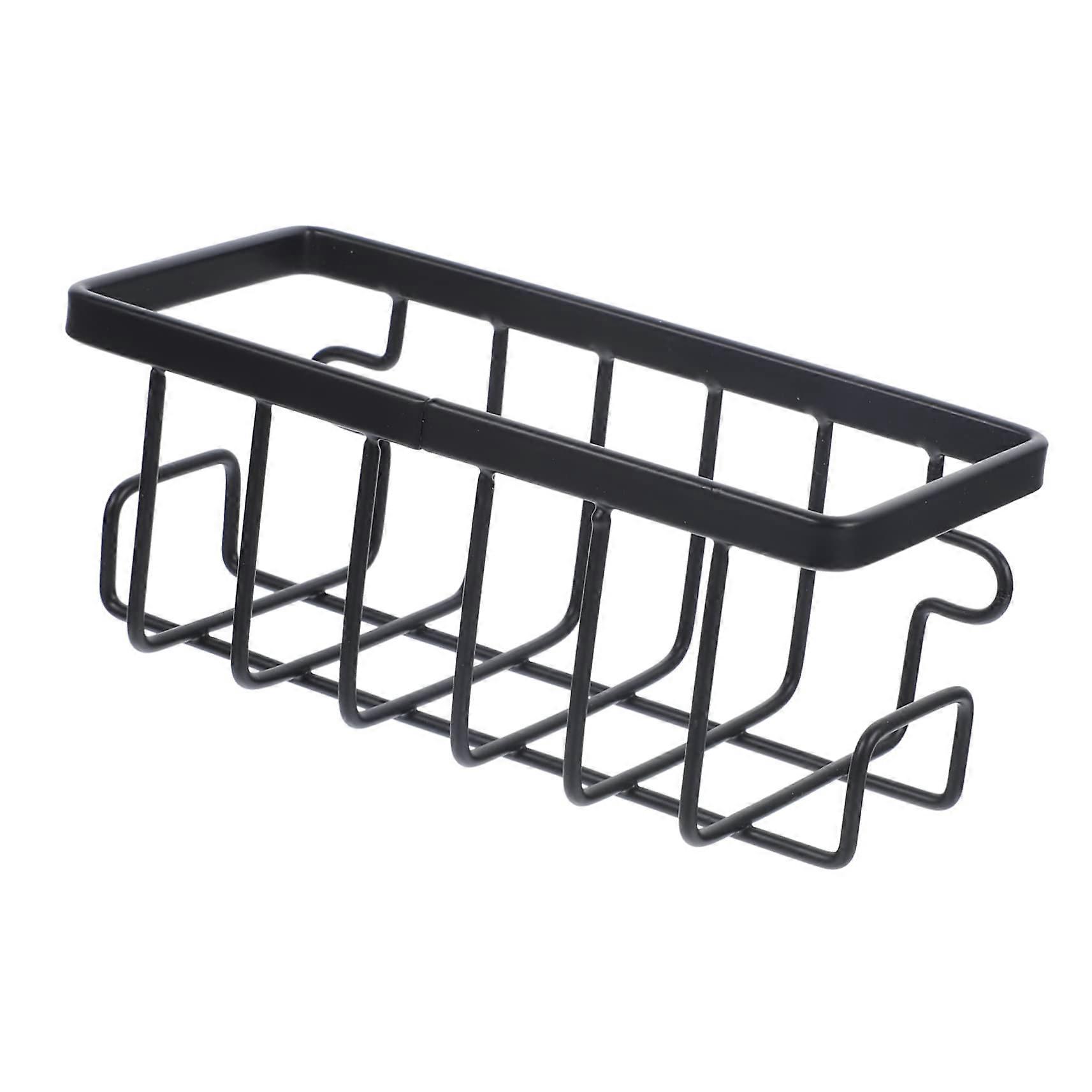 Kitchen Sink Sponge Holder Black Iron Suction Cup Organizer RustResistant SpaceSaving Design