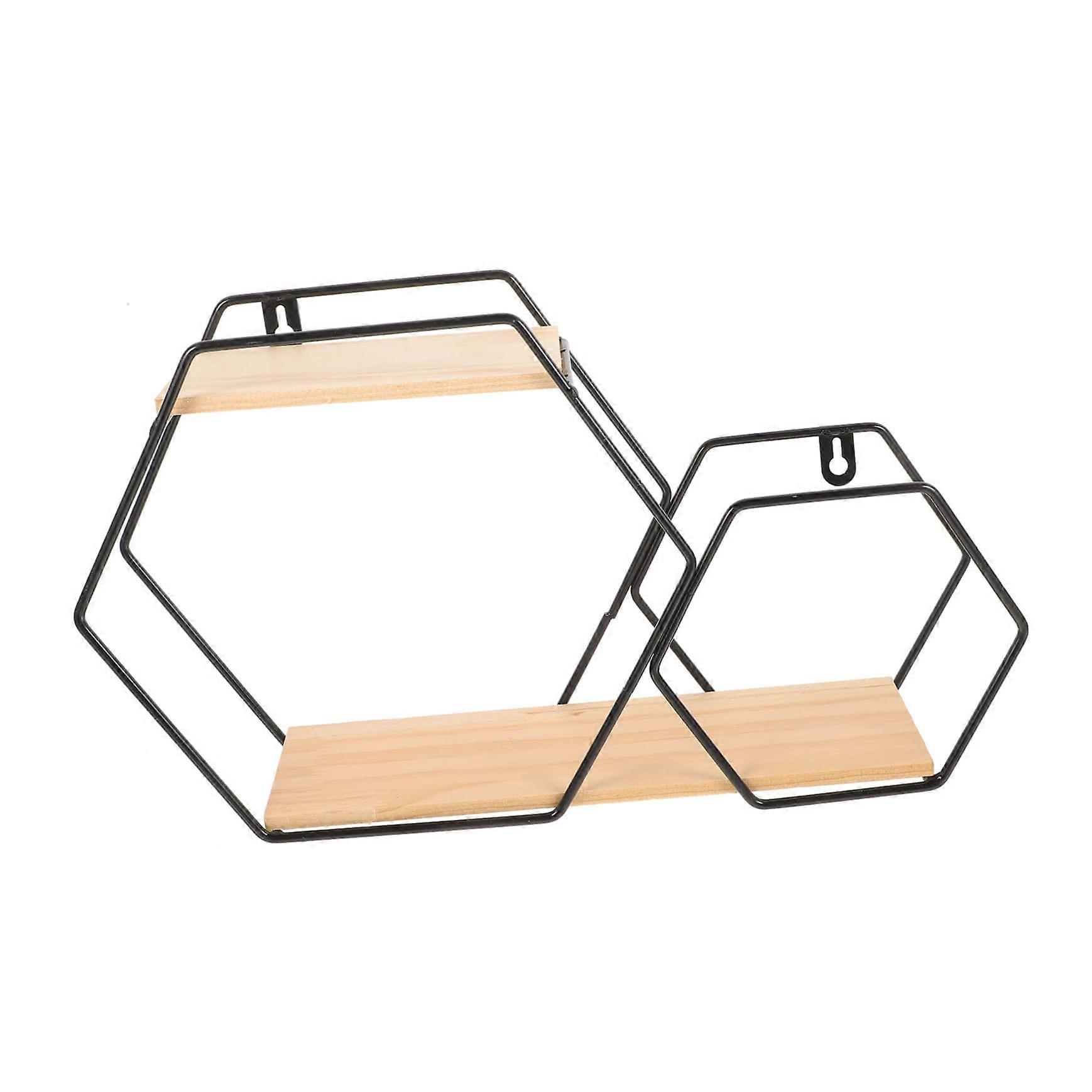 Wall Mounted Shelves Black Hexagon Floating Design for Bathroom and Kitchen Space Saving Storage