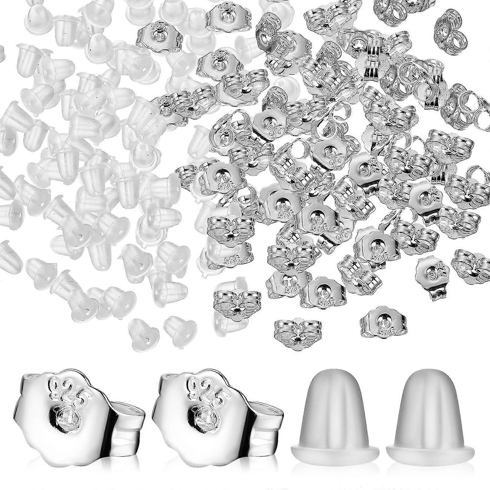 Earring Backs Silver Butterfly Clasps with 200Pcs for Secure Ear Locking