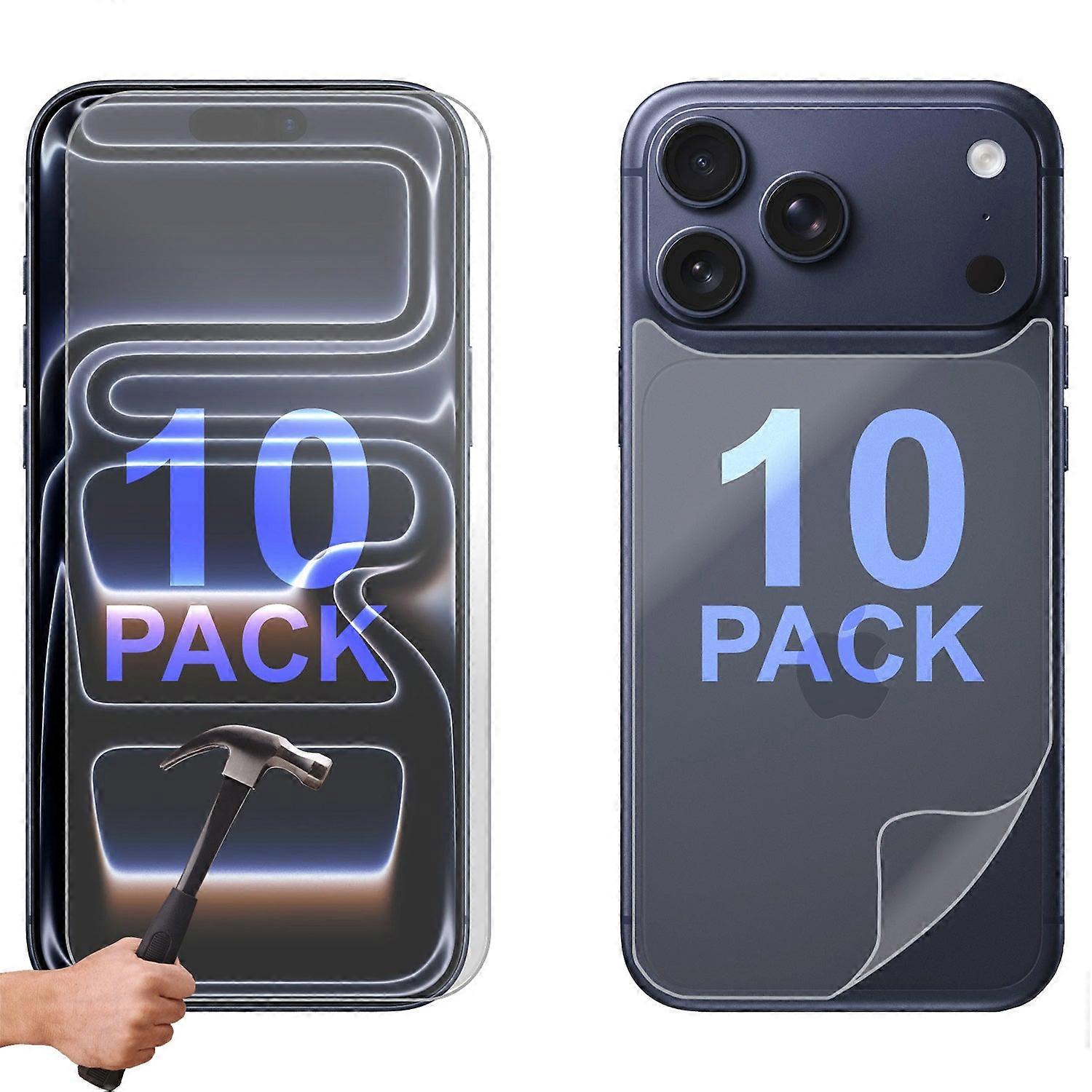 10 Set Tempered Glass Screen Protector For Apple Iphone 17 Pro Max Front And Back Film Bulk
