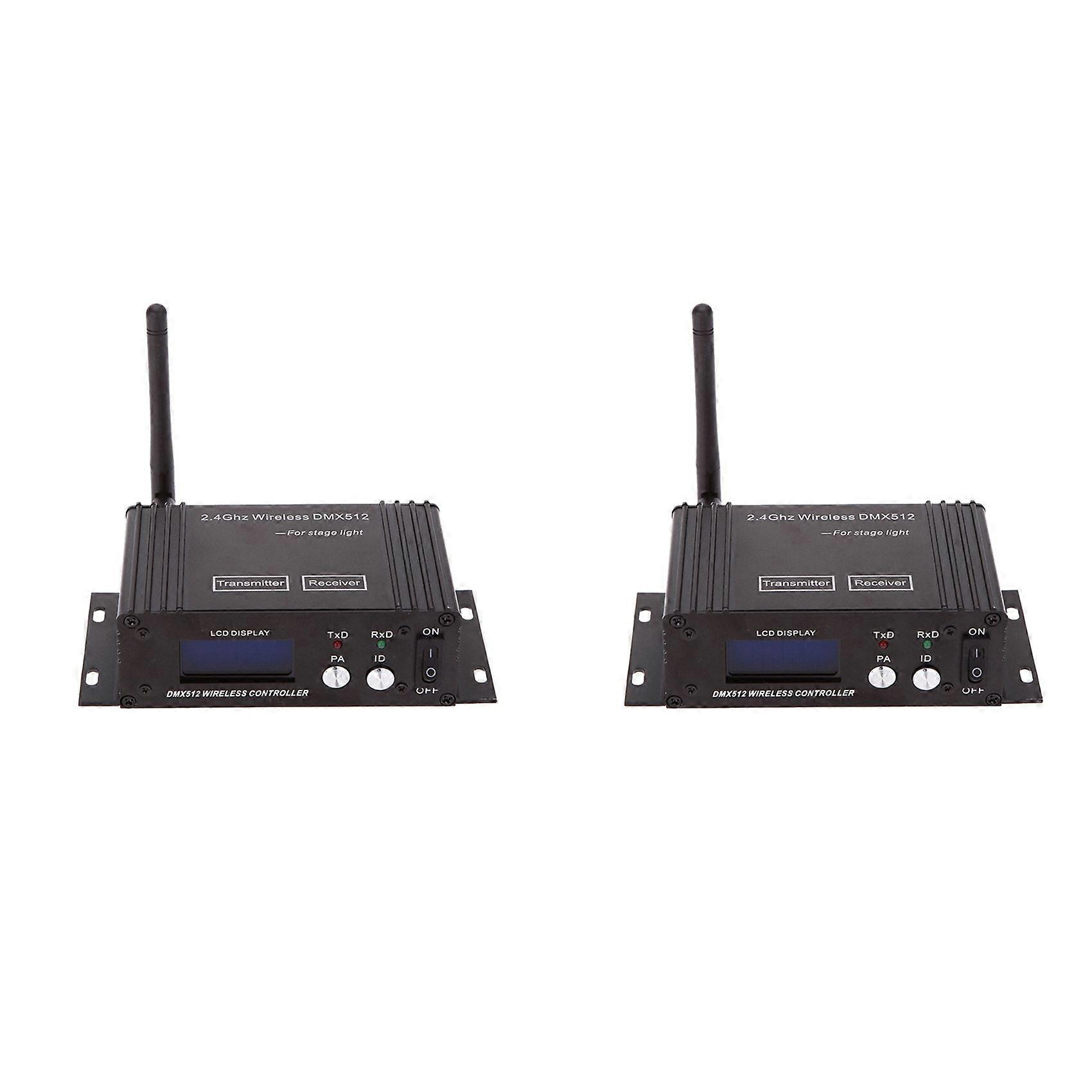 2X 2.4G Wireless DMX 512 Controller Transmitter Receiver LCD Display Adjustable Repeater Lighting Controller US PLUG