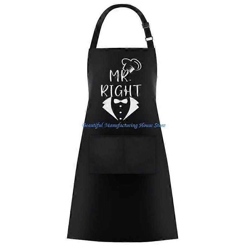 E56A Matching Couple Apron Set Cooking Baking Adjustable Ties Polyester Apparel