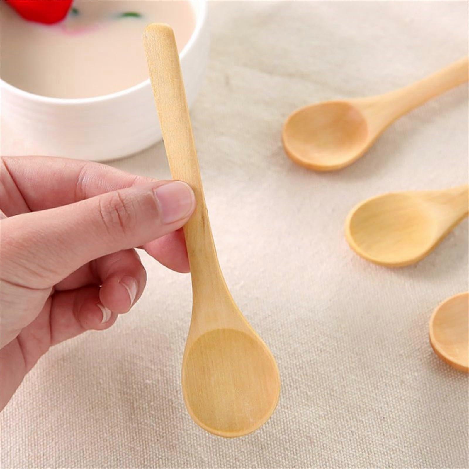 Wooden Kitchen Spoon 14cm Smooth Edge Multi Purpose for Cooking Serving Coffee Sugar Jam