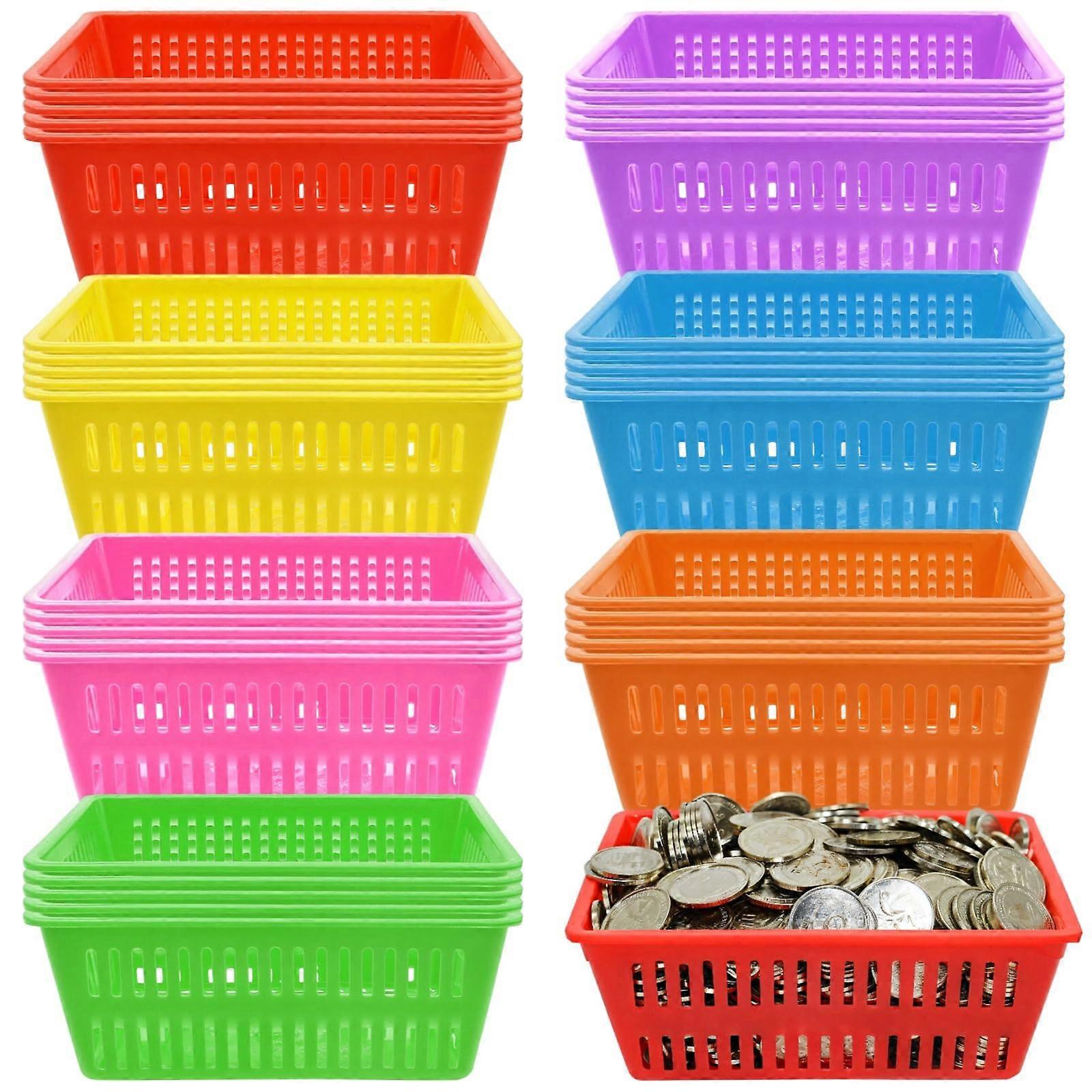 Colorful Classroom Storage Baskets 36 Pack Stackable Plastic Organizer Bins for School and Office